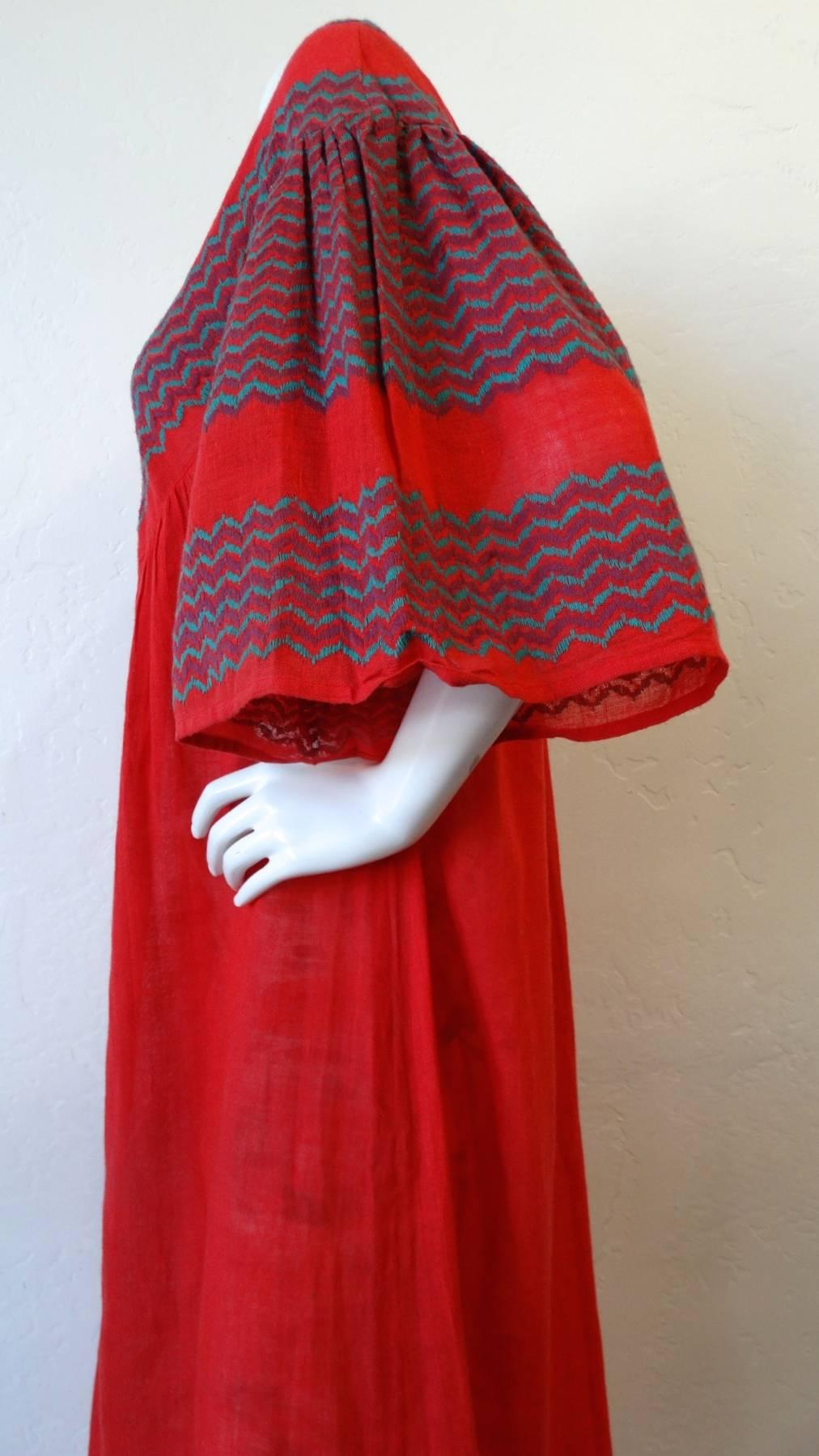 Rikma Red Chevron Bell Sleeve Dress, 1970s   5