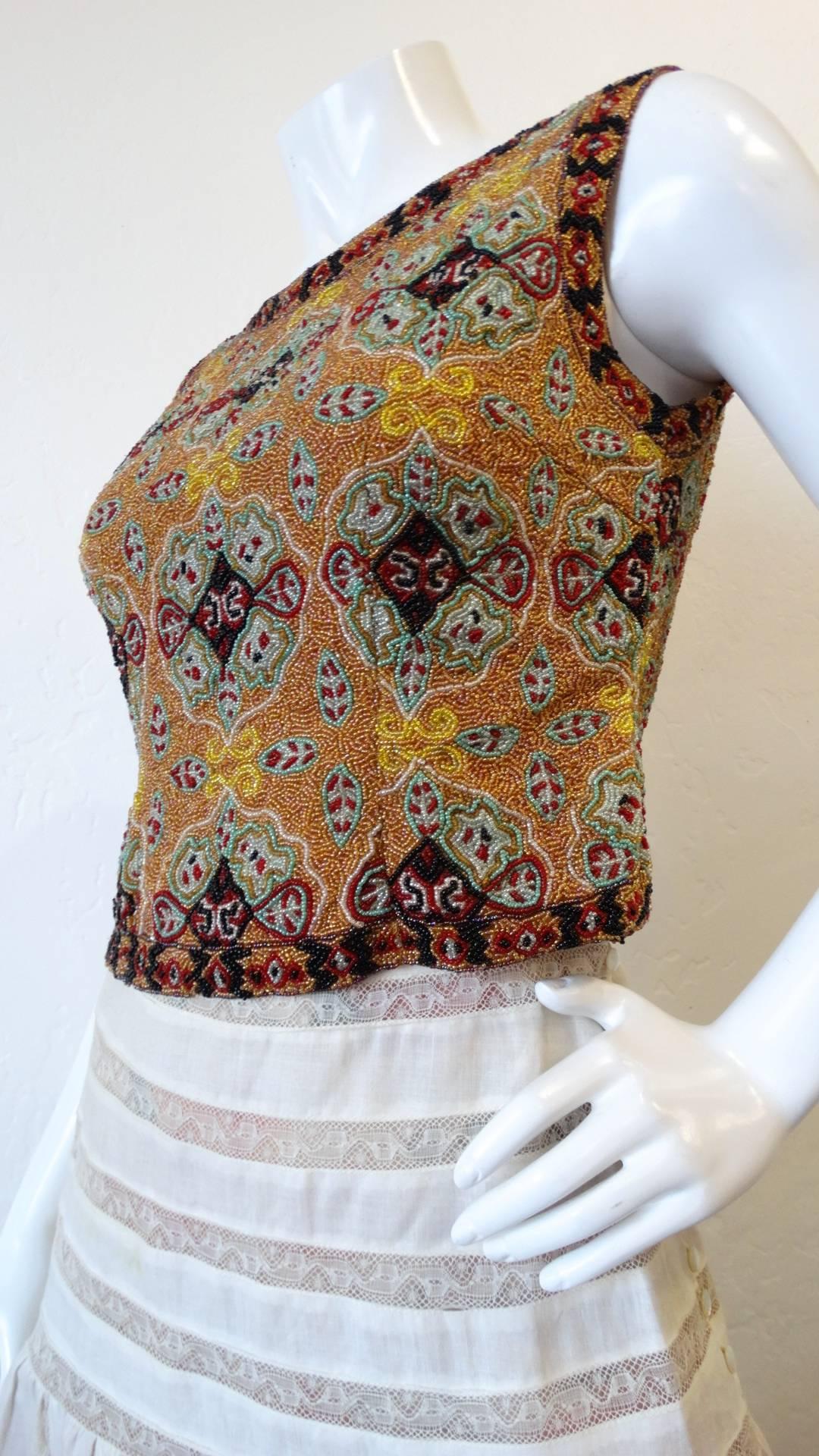 Christiana Beaded Sleeveless Shell Top, 1990s For Sale 4