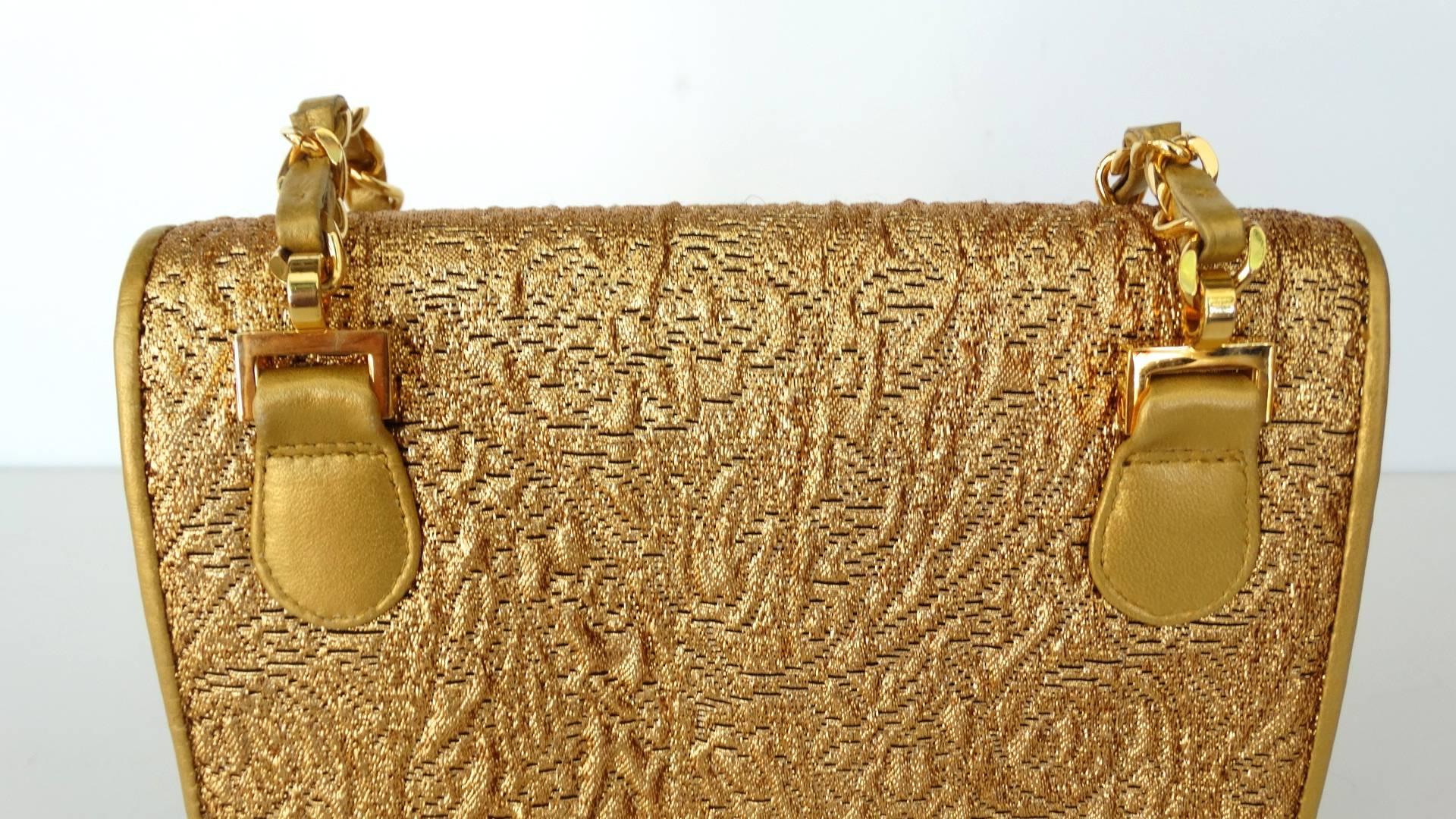 Chanel Gold Brocade Mini Half-flap Crossbody Bag, 1990s  11