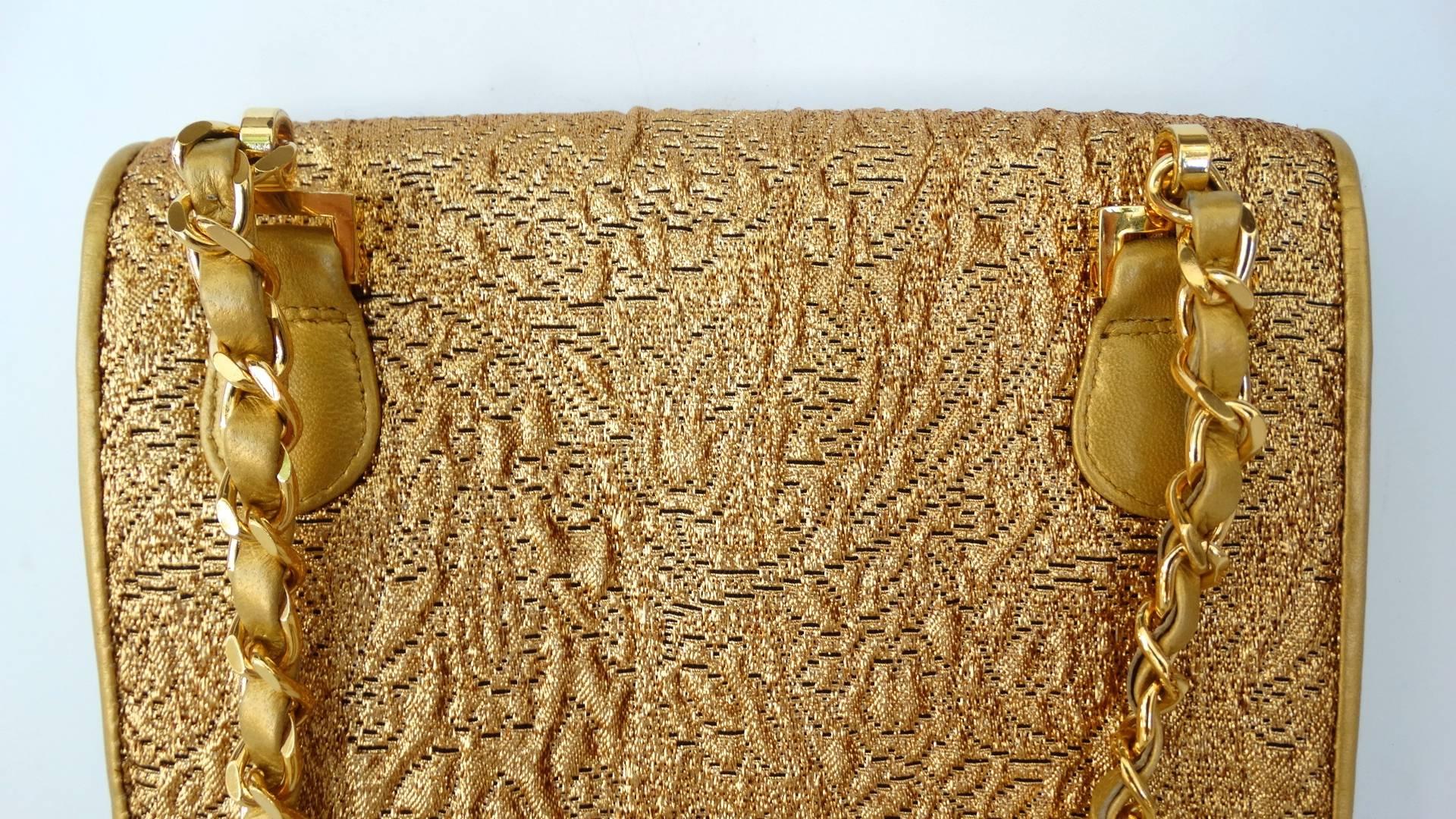 Chanel Gold Brocade Mini Half-flap Crossbody Bag, 1990s  1