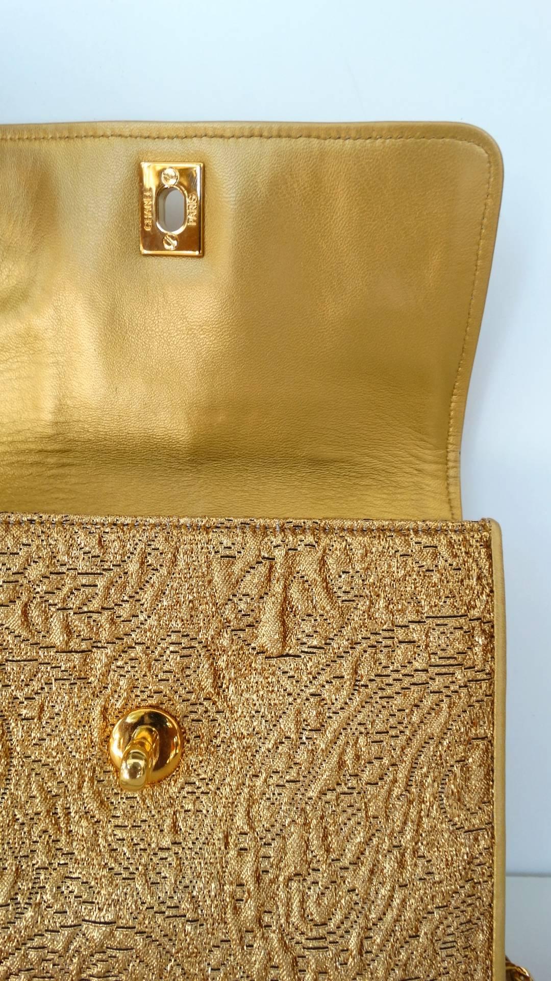 Chanel Gold Brocade Mini Half-flap Crossbody Bag, 1990s  2
