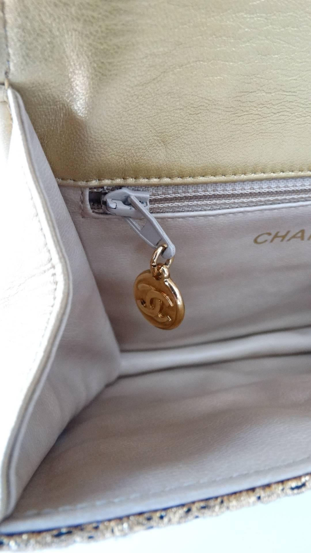 Chanel Gold Brocade Mini Half-flap Crossbody Bag, 1990s  5