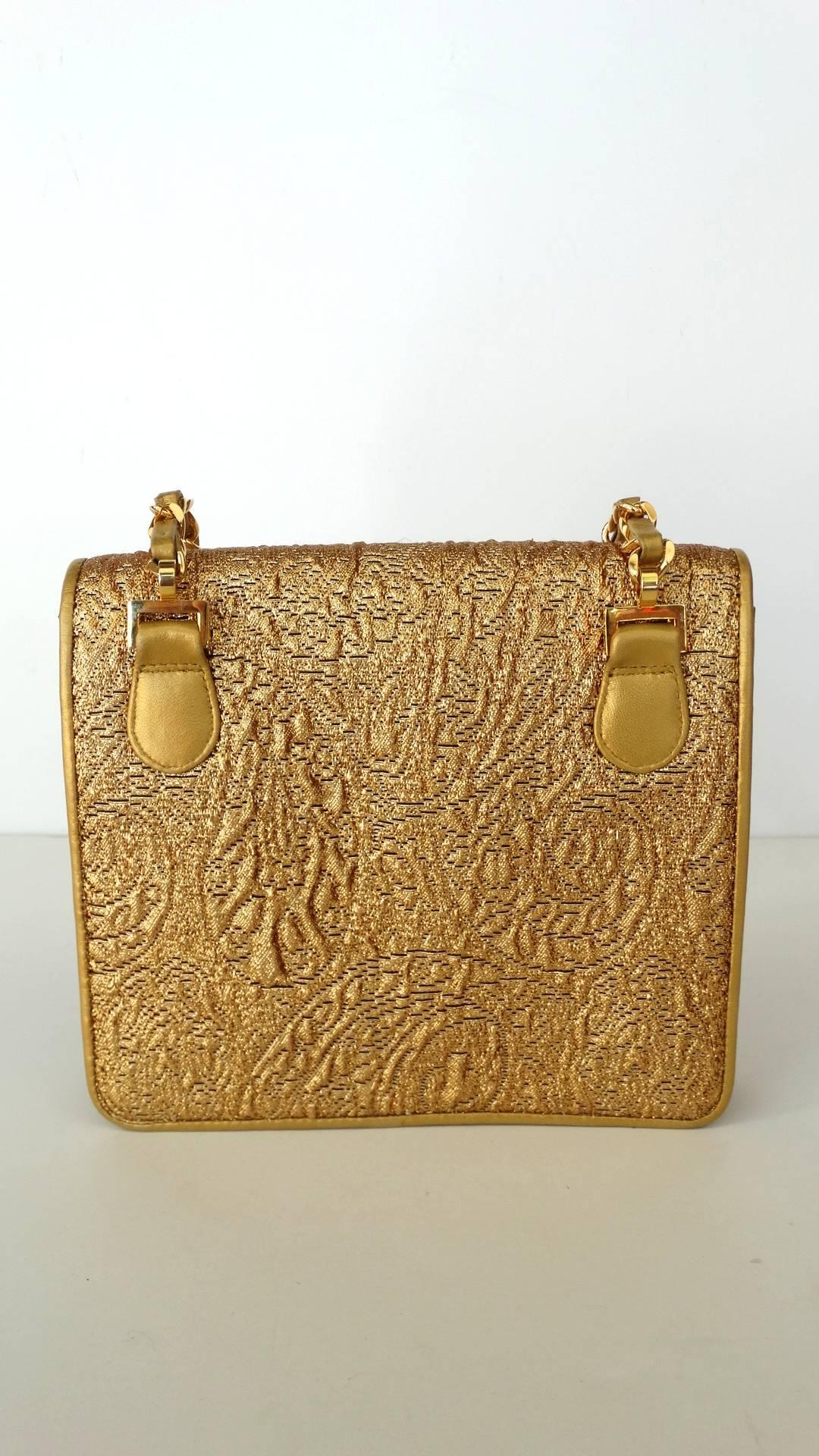 Chanel Gold Brocade Mini Half-flap Crossbody Bag, 1990s  9