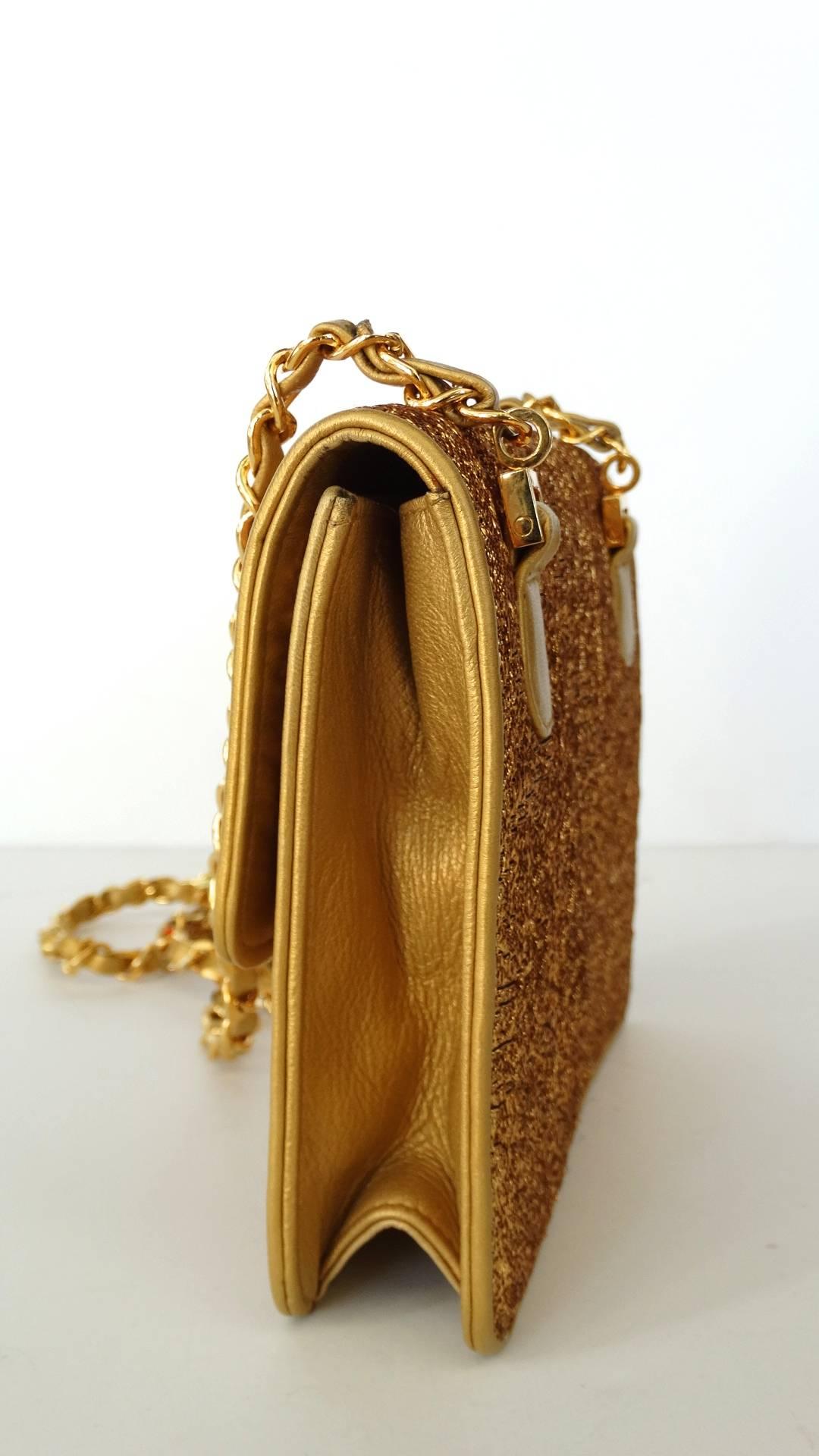 Chanel Gold Brocade Mini Half-flap Crossbody Bag, 1990s  10