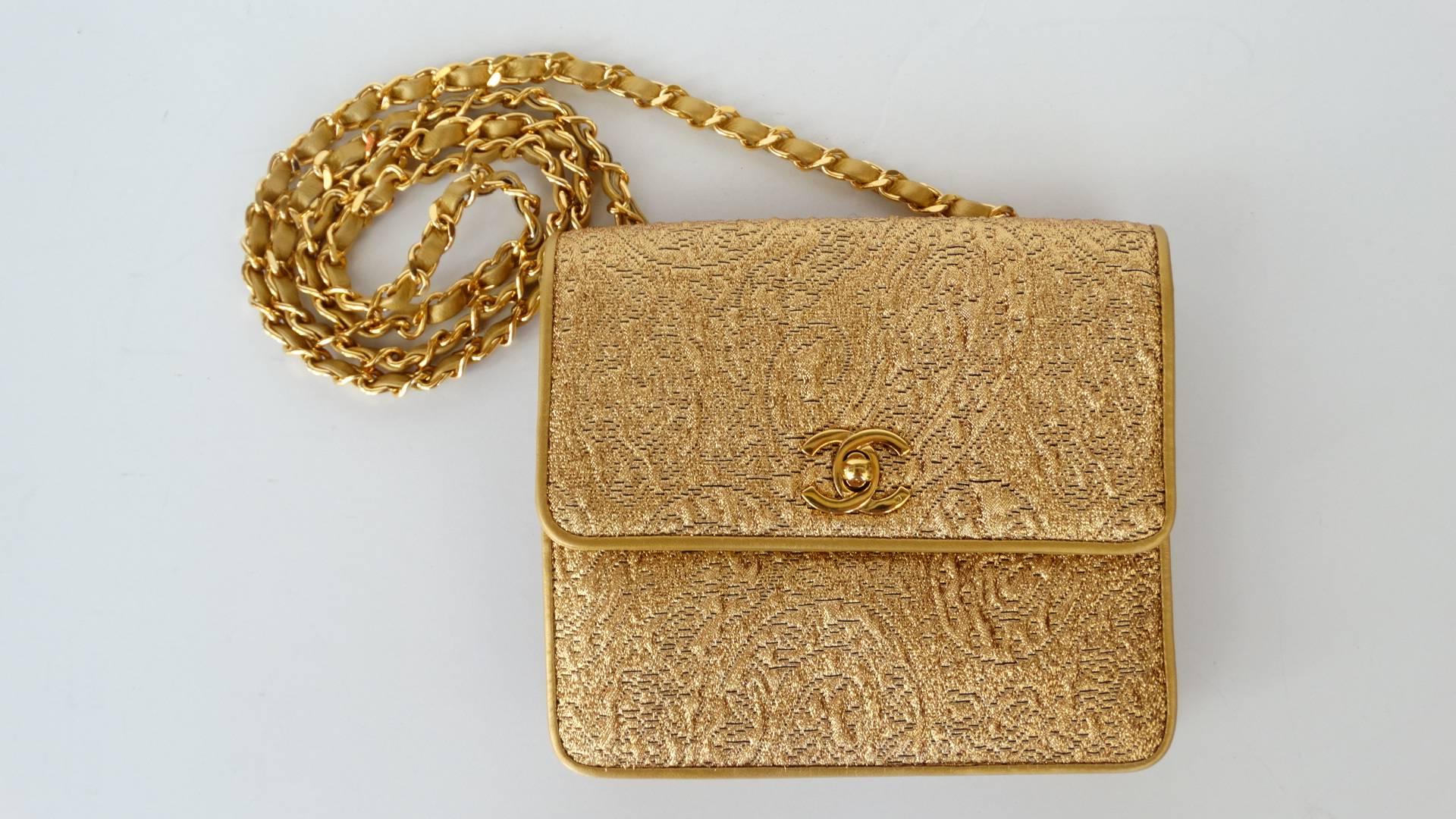 Chanel Gold Brocade Mini Half-flap Crossbody Bag, 1990s  8
