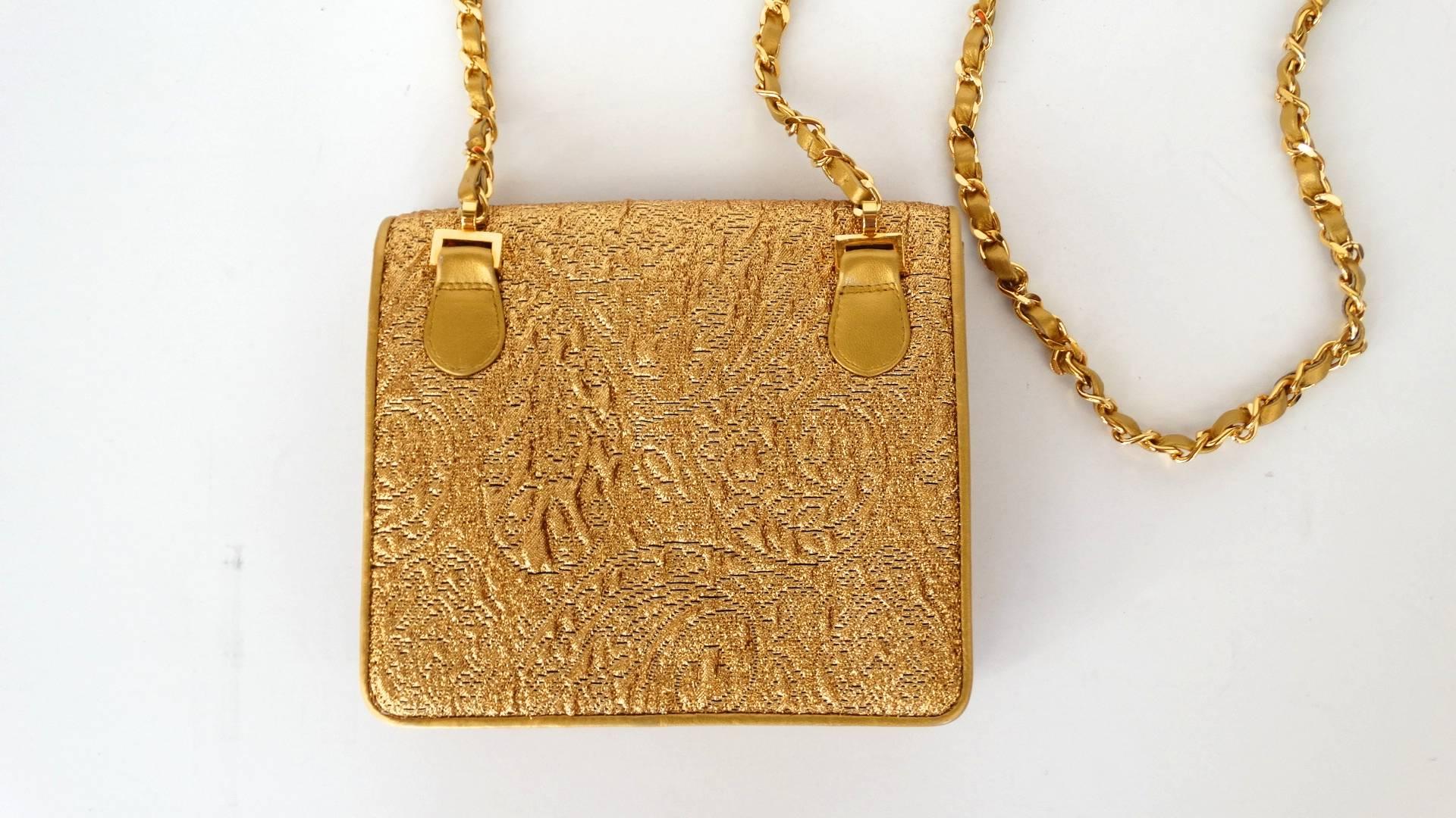 Chanel Gold Brocade Mini Half-flap Crossbody Bag, 1990s  13