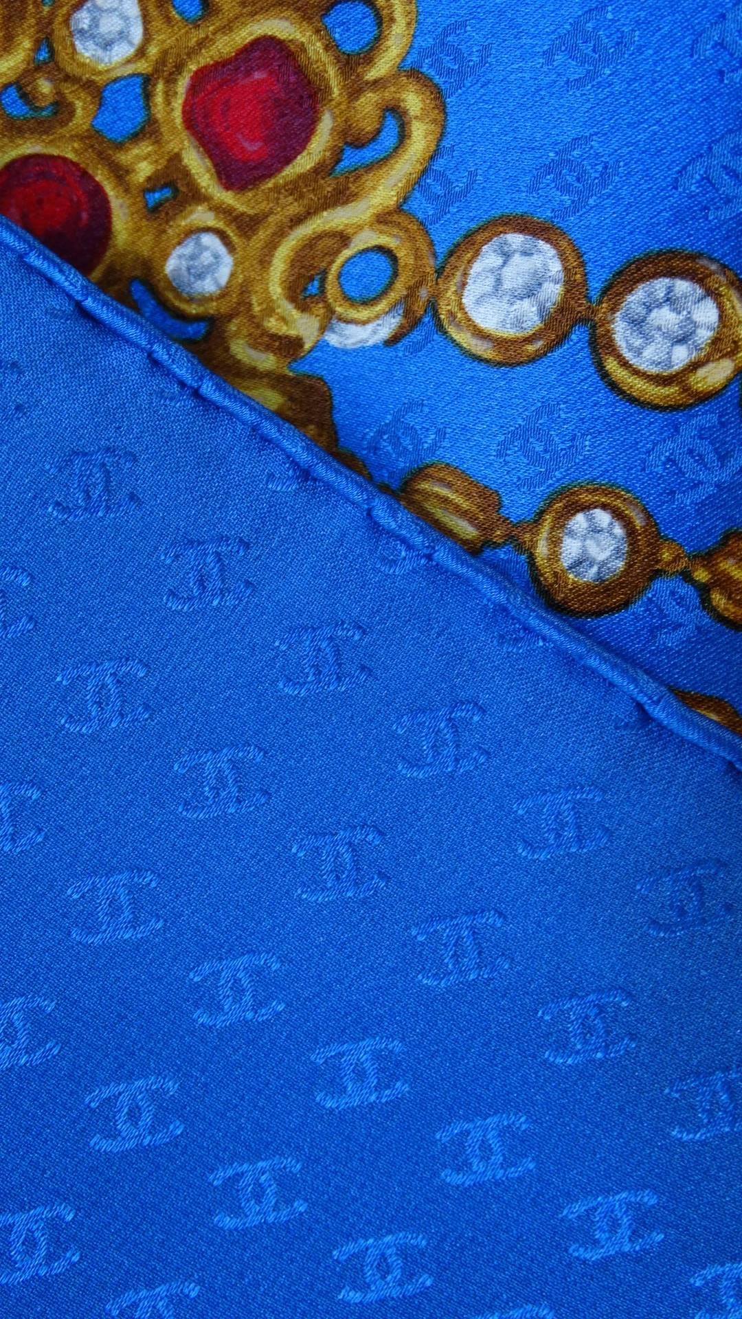 Chanel CC Monogram Bejeweled Silk Scarf,  1980s  7