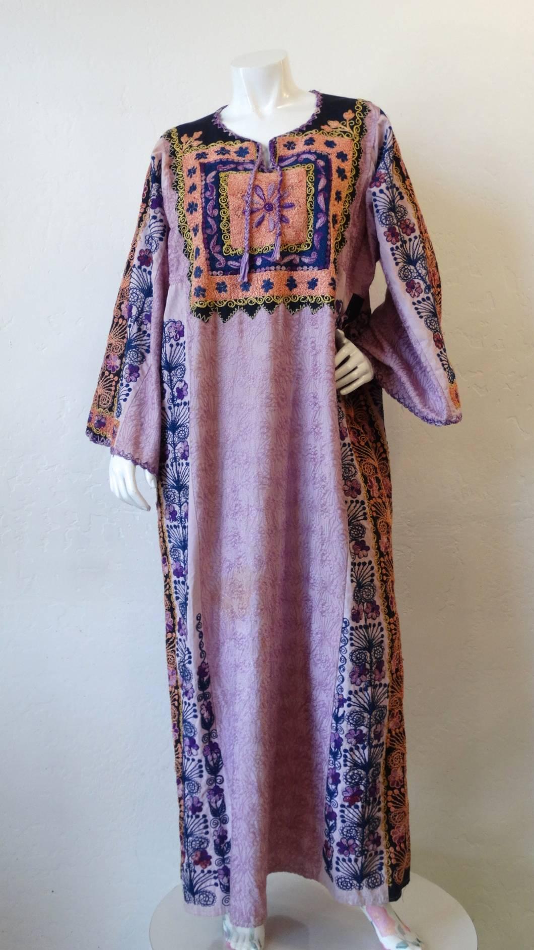 Decorative Bedouin Floral Embroidered Cotton Kaftan For Sale at 1stDibs ...