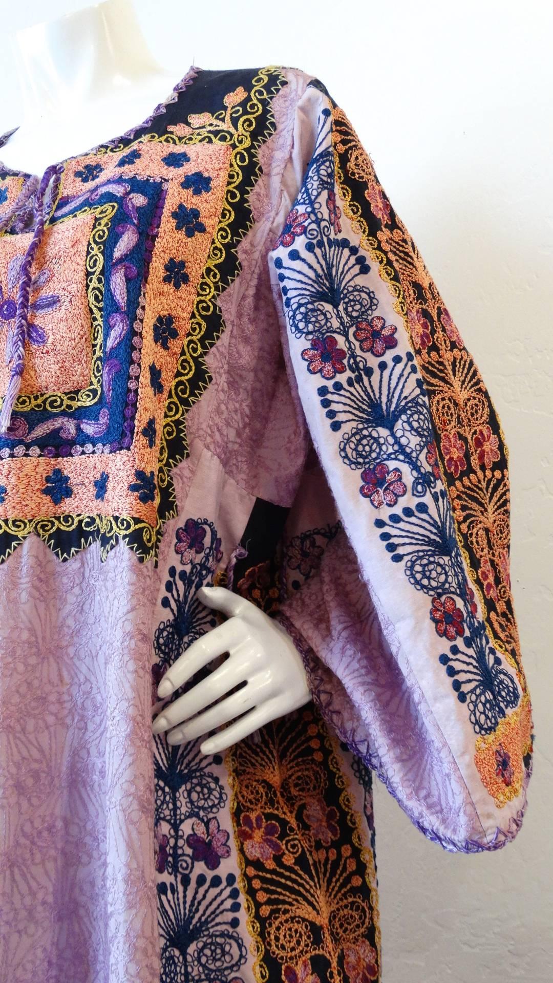 Decorative Bedouin Floral Embroidered Cotton Kaftan For Sale at 1stDibs ...