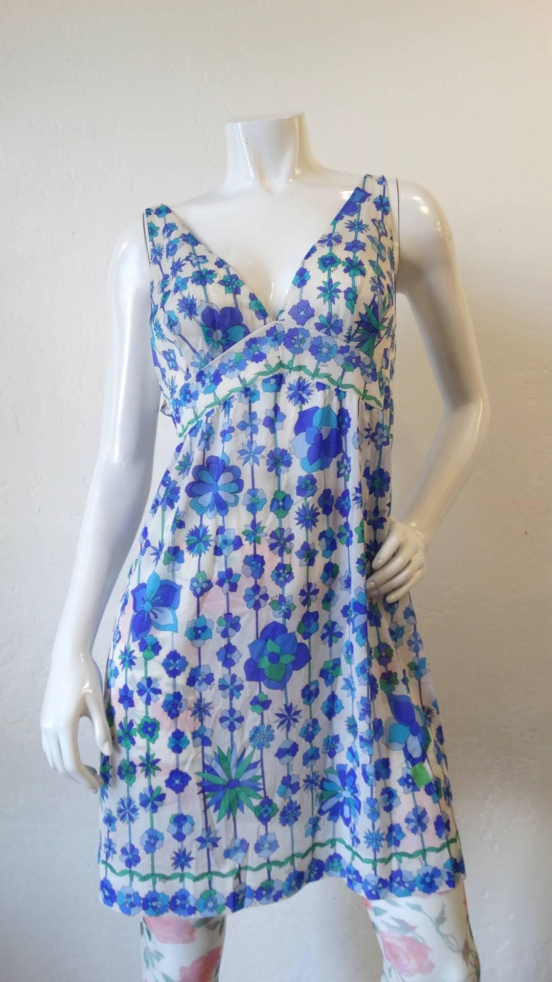 1960's Emilio Pucci for Formfit Rodgers Floral Mod Slip Dress 8