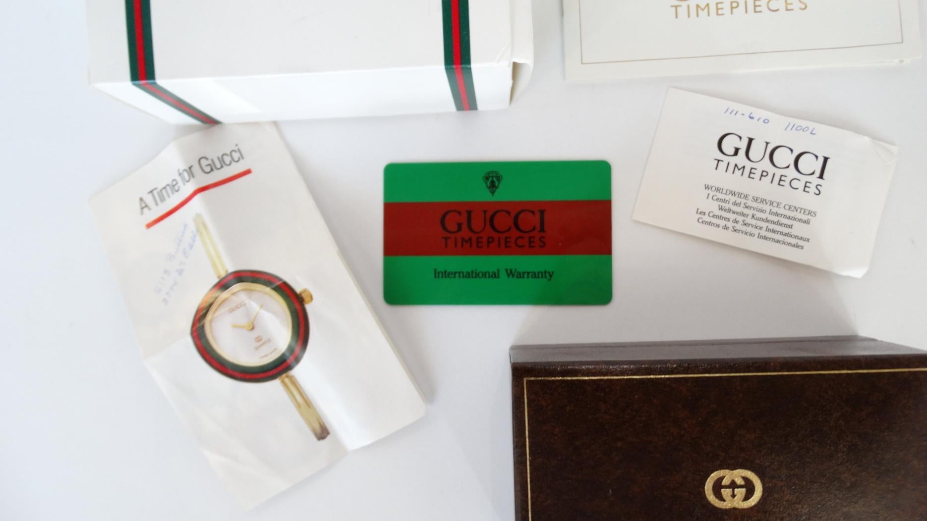 1980s Gucci Bangle Wrist Watch & Bezel Set 3