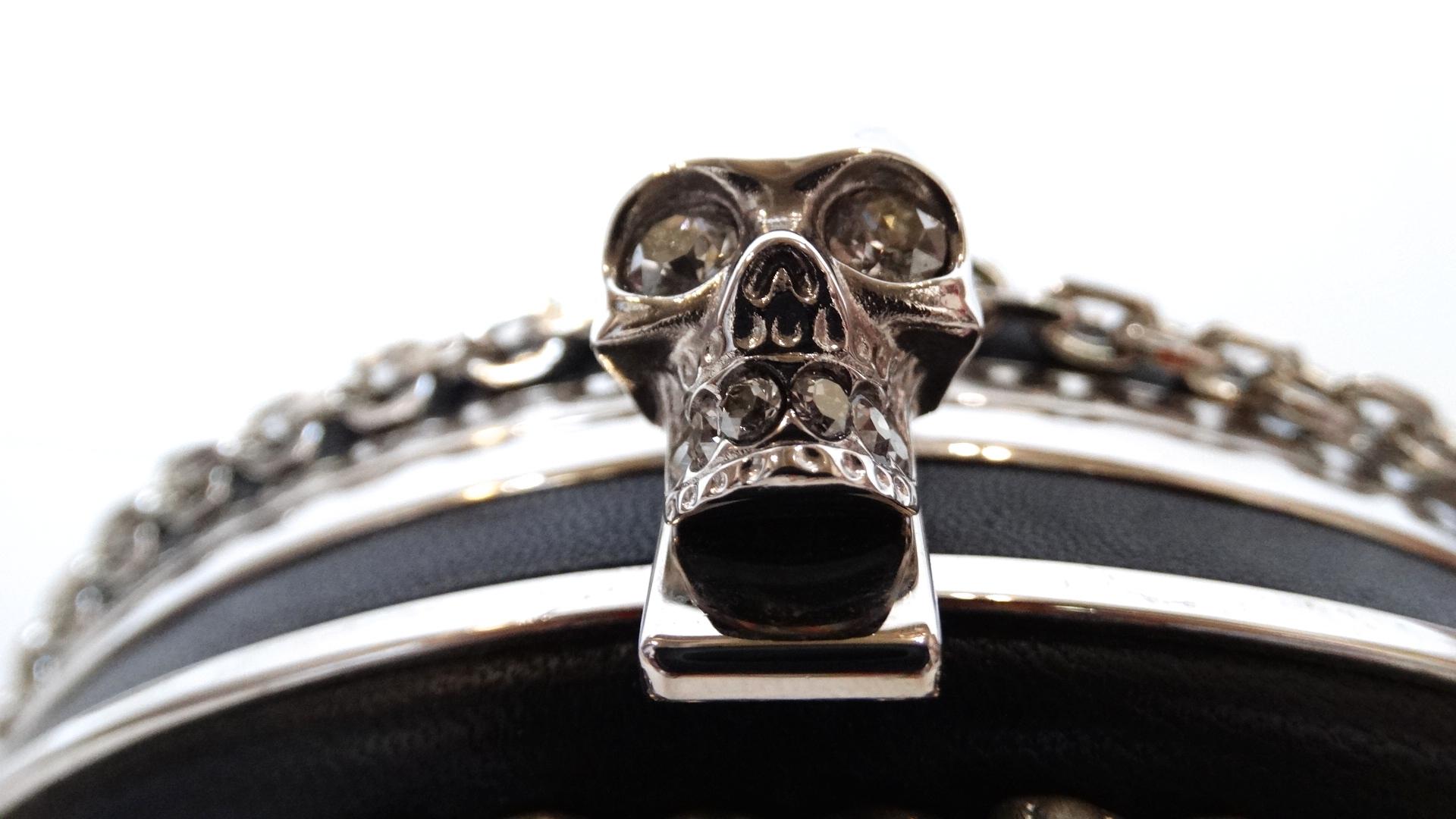 Gray Alexander McQueen Embellished Rhinestone Clock Clutch