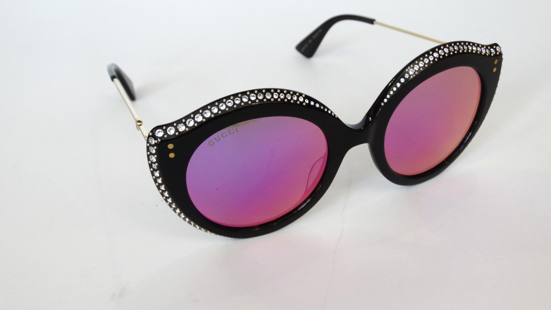 Gucci Rhinestone Cat Eye Color Shifting Sunglasses 10