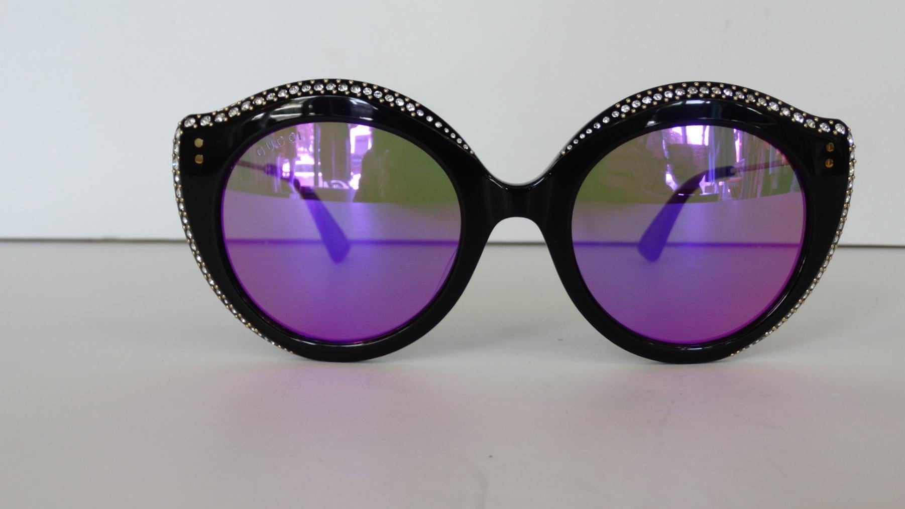 Gucci Rhinestone Cat Eye Color Shifting Sunglasses 5