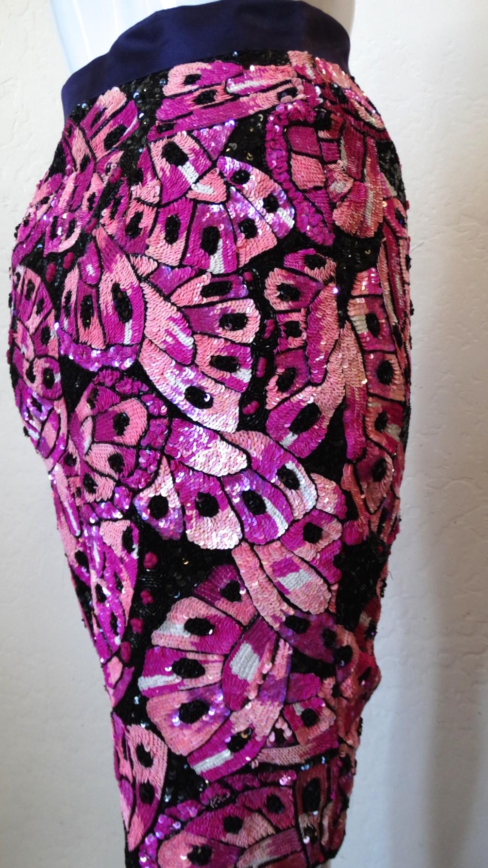 Escada 80s Couture Butterfly Sequin Skirt  For Sale 4