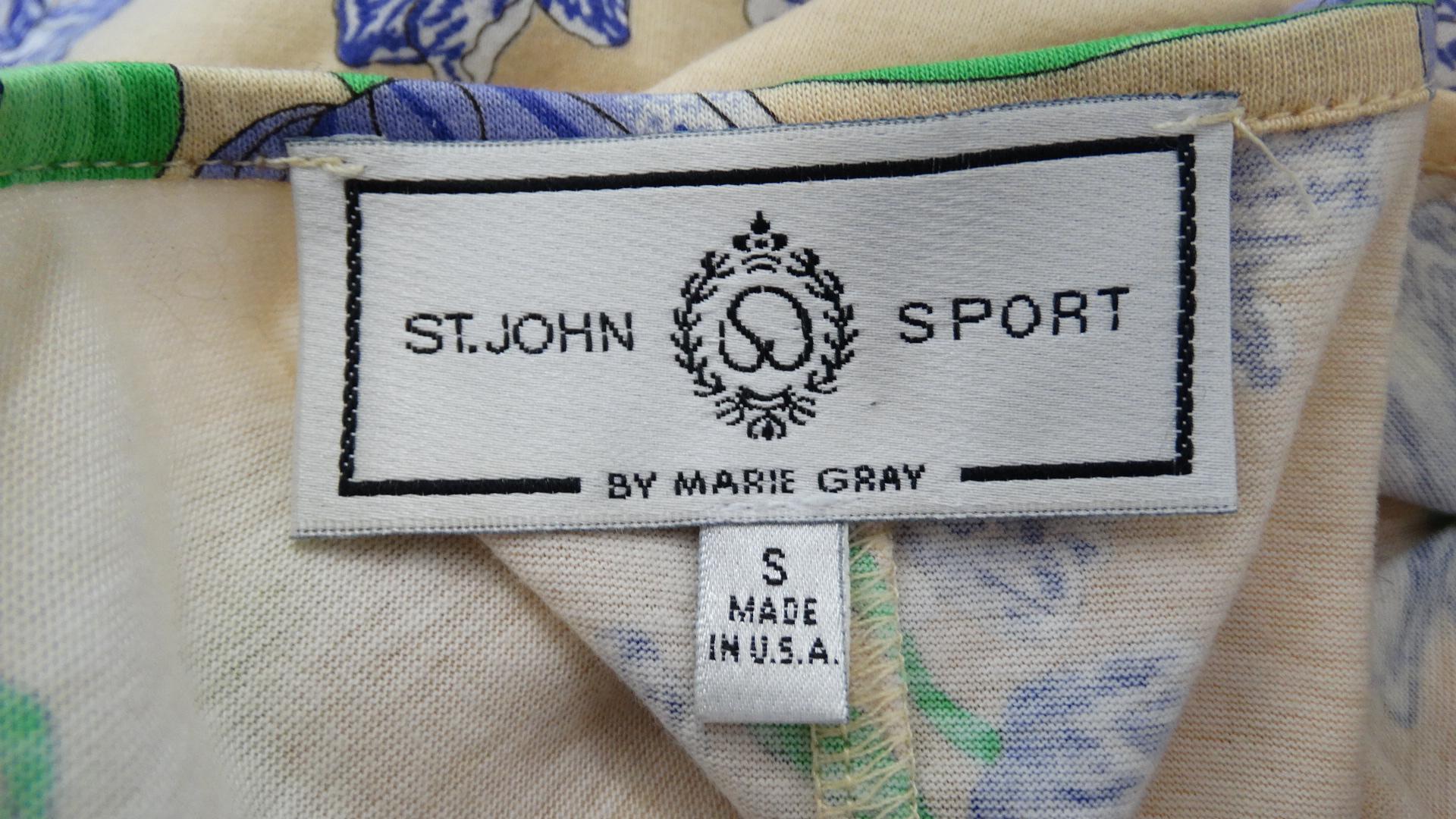 Gray St. John 80s Sport Butterfly Printed T-Shirt 