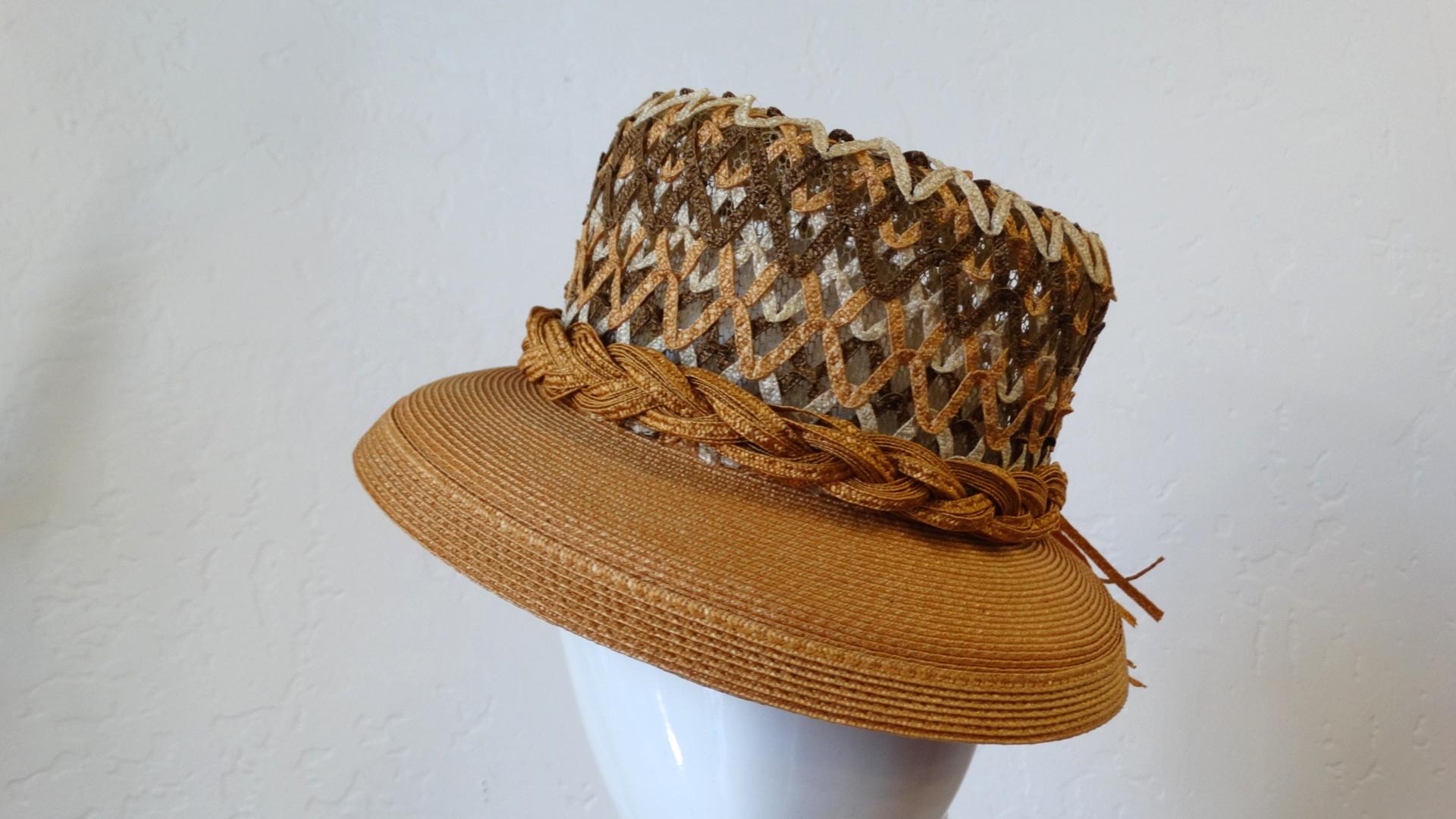 Yves Saint Laurent Woven Straw Boater Hat, 1960s 3