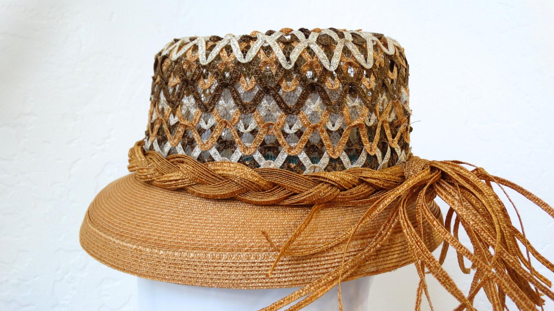 Yves Saint Laurent Woven Straw Boater Hat, 1960s  In Excellent Condition For Sale In Scottsdale, AZ