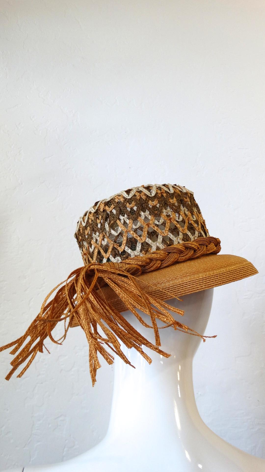 Yves Saint Laurent Woven Straw Boater Hat, 1960s  For Sale 2