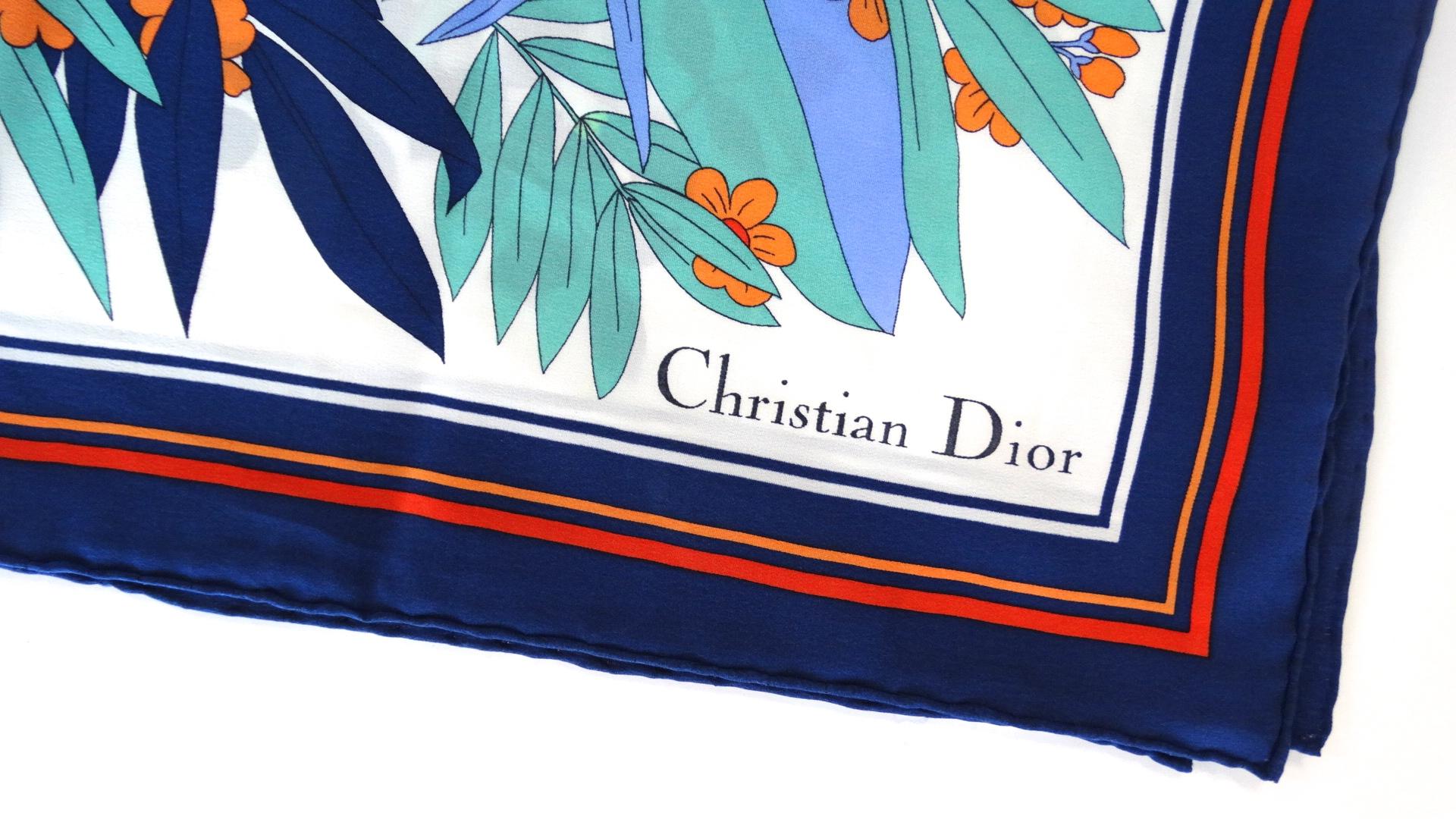 Christian Dior Silk Tropical Printed Scarf  7