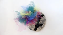 1980s Selima By V Lace Multicolored Madonna Tulle Fascinator