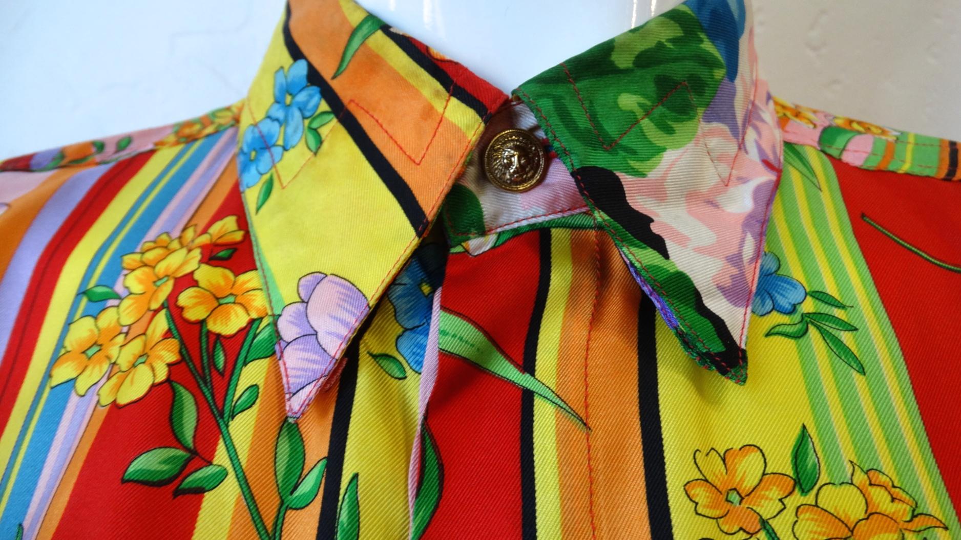 Gianni Versace Multicolored Silk Floral Shirt  1