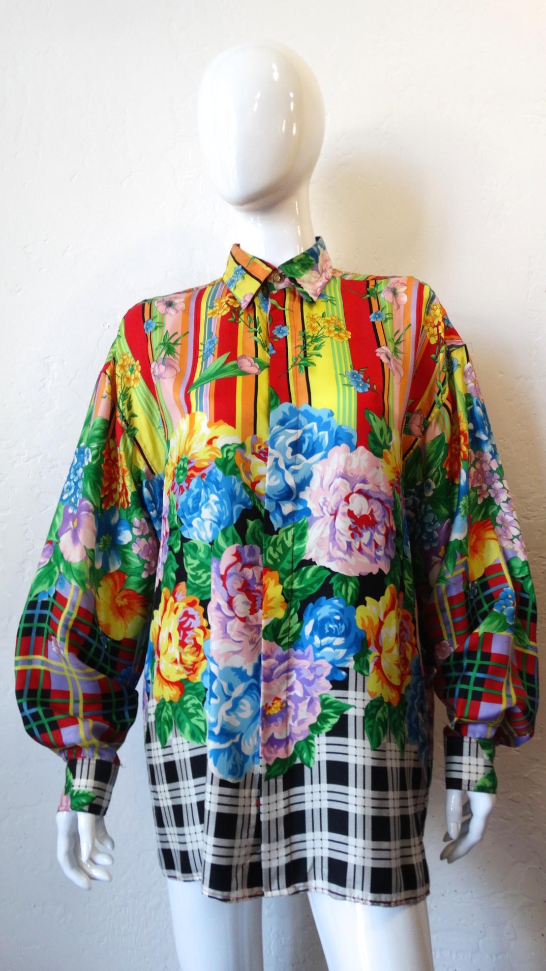 Gianni Versace Multicolored Silk Floral Shirt  3