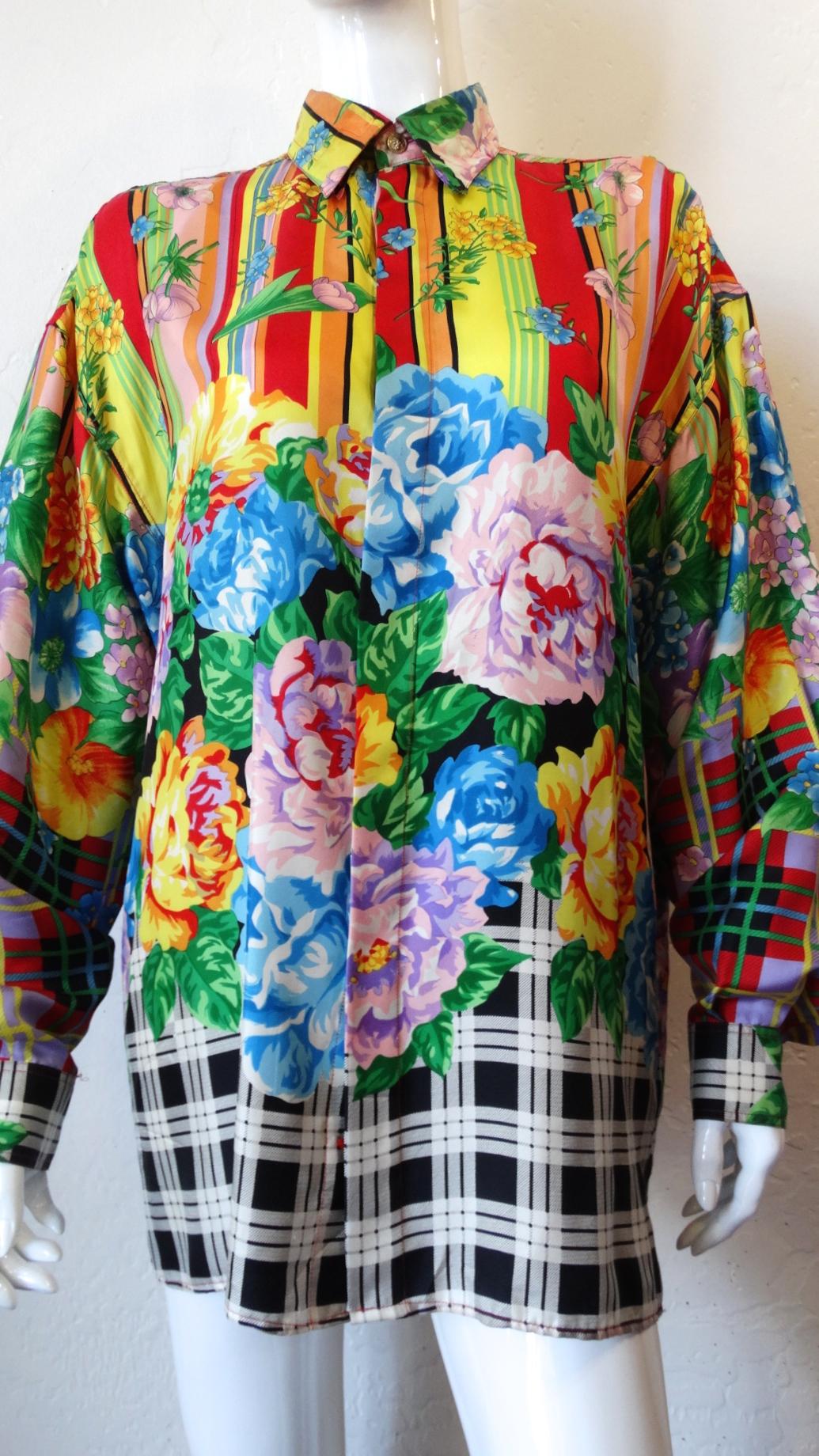 Gianni Versace Multicolored Silk Floral Shirt  5