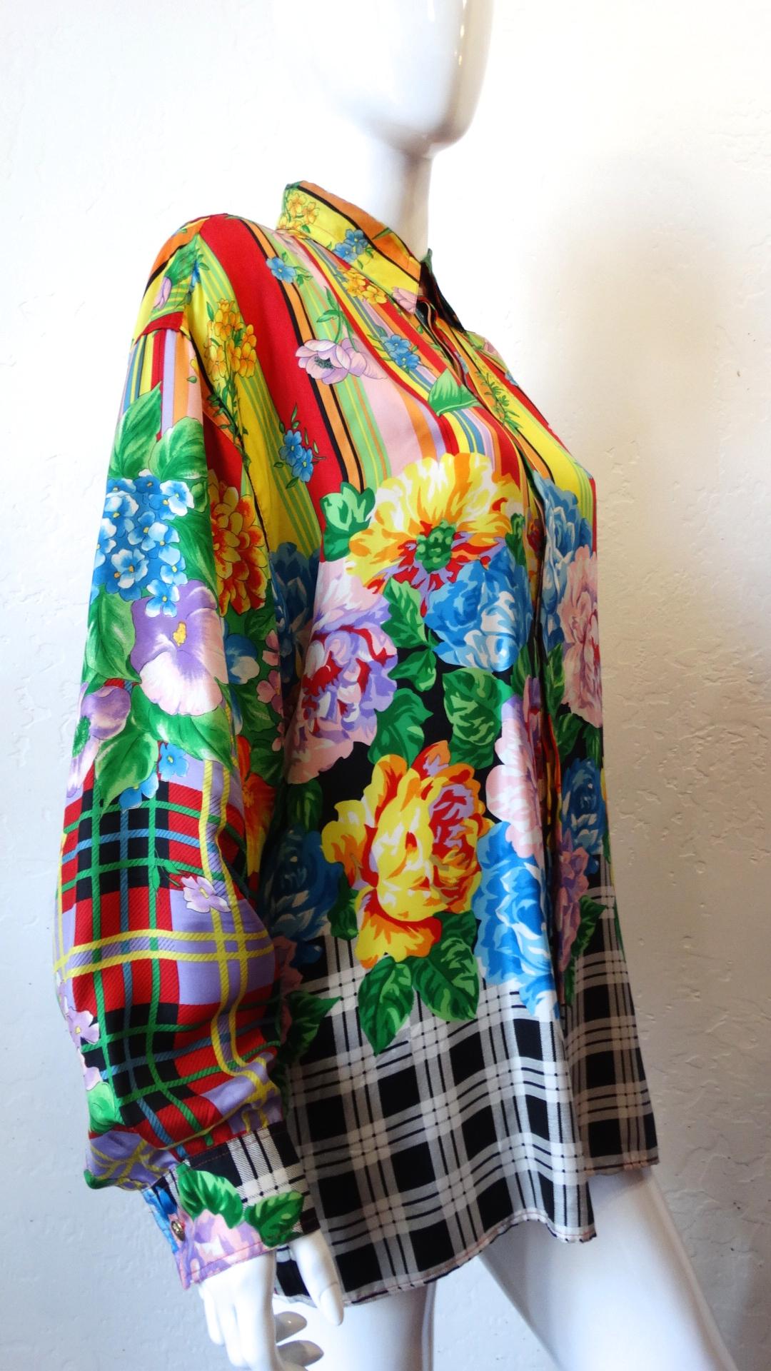 Gianni Versace Multicolored Silk Floral Shirt  8