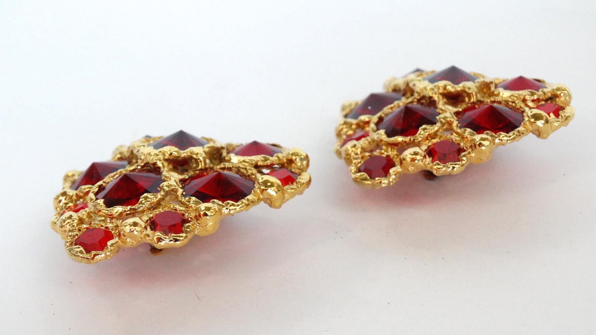 1980's Christian Lacroix Red Gripoix Heart Earrings  4