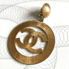 Chanel "CC" Sunburst Gold Plated Earrings, 1990s