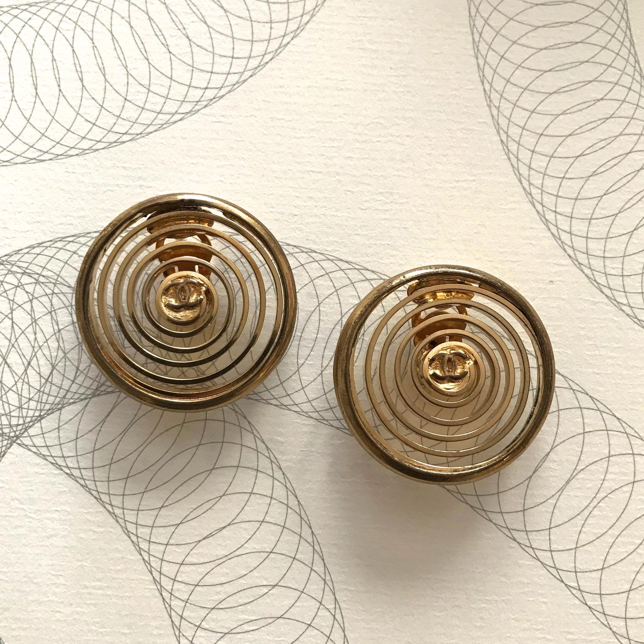 1980s Chanel Gold Plated Spiral Earrings 3