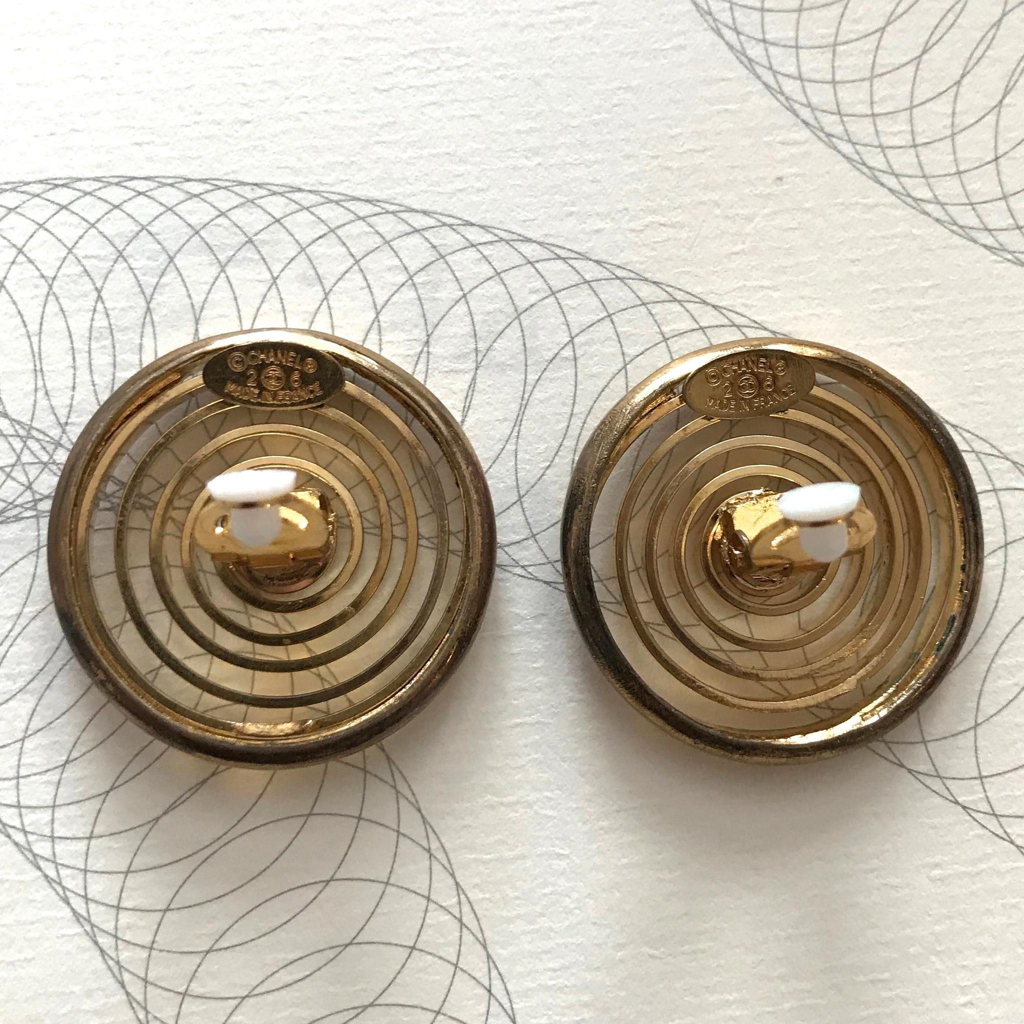 1980s Chanel Gold Plated Spiral Earrings 2