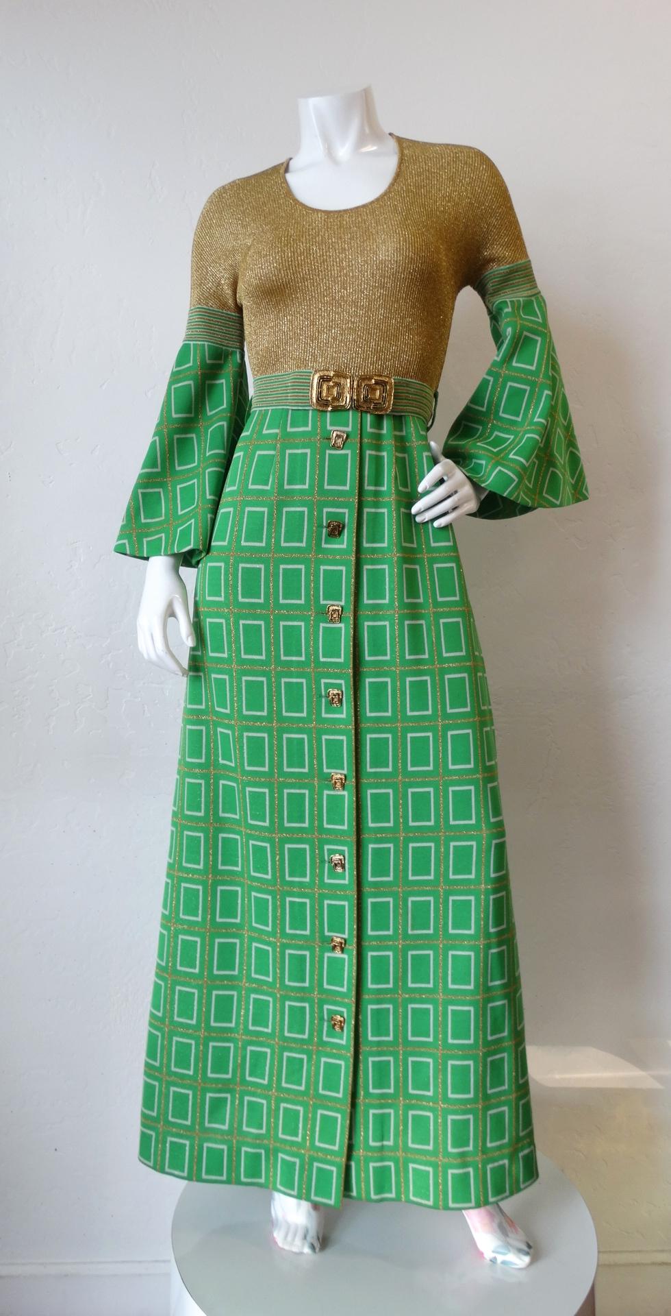 1960s Aled Couture Flounce Sleeve Lurex Dress In Excellent Condition In Scottsdale, AZ