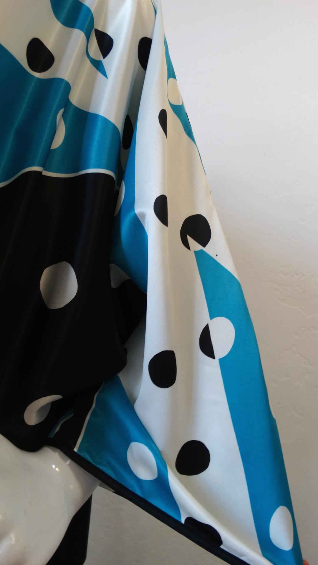 Black 1980s Oscar De La Renta Polka Dot Kaftan 