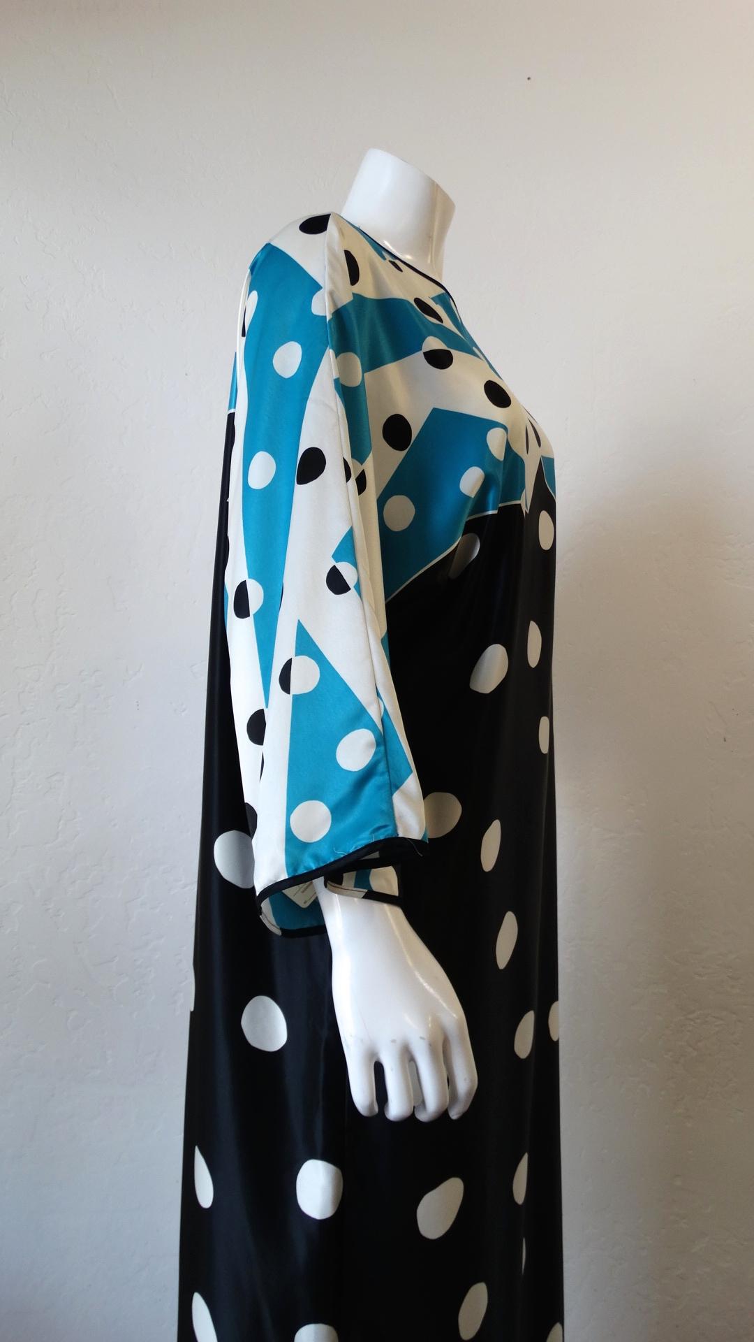 Men's 1980s Oscar De La Renta Polka Dot Kaftan 