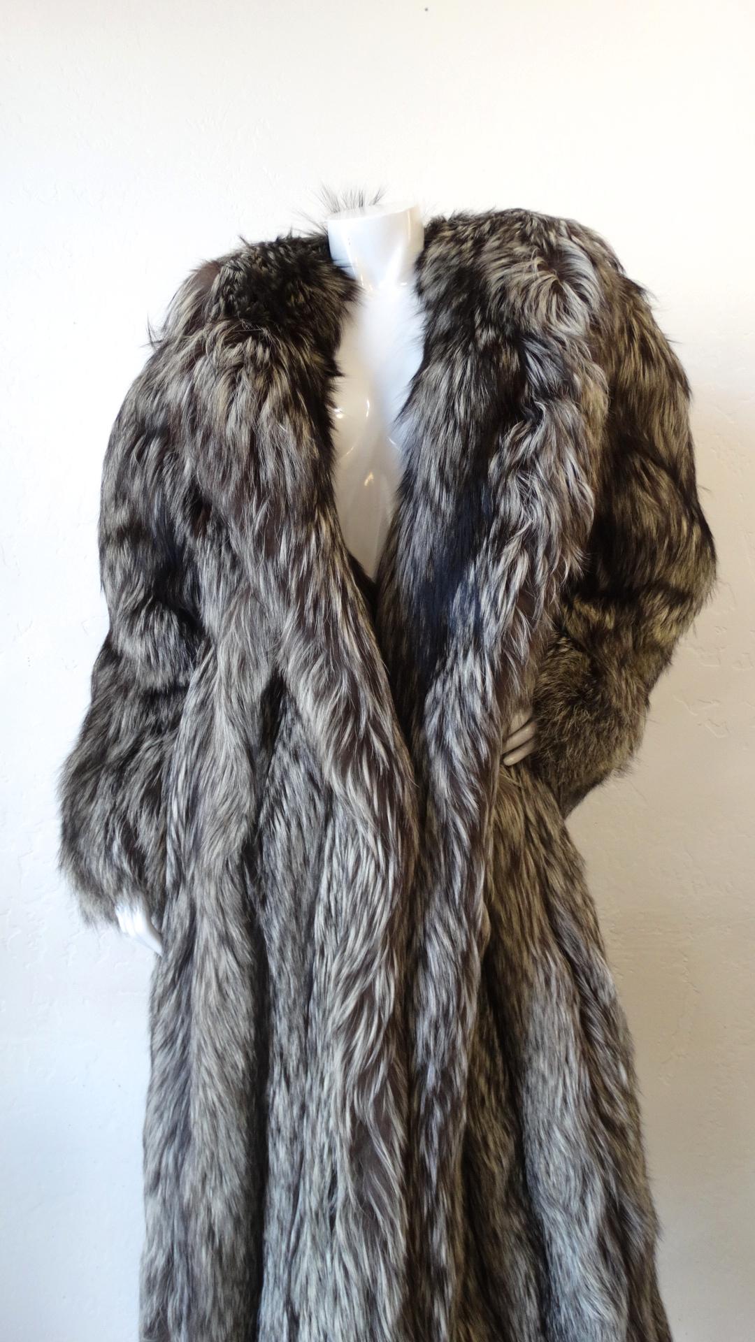 Rare 1980s James Galanos Silver Fox Fur Coat For Sale at 1stDibs