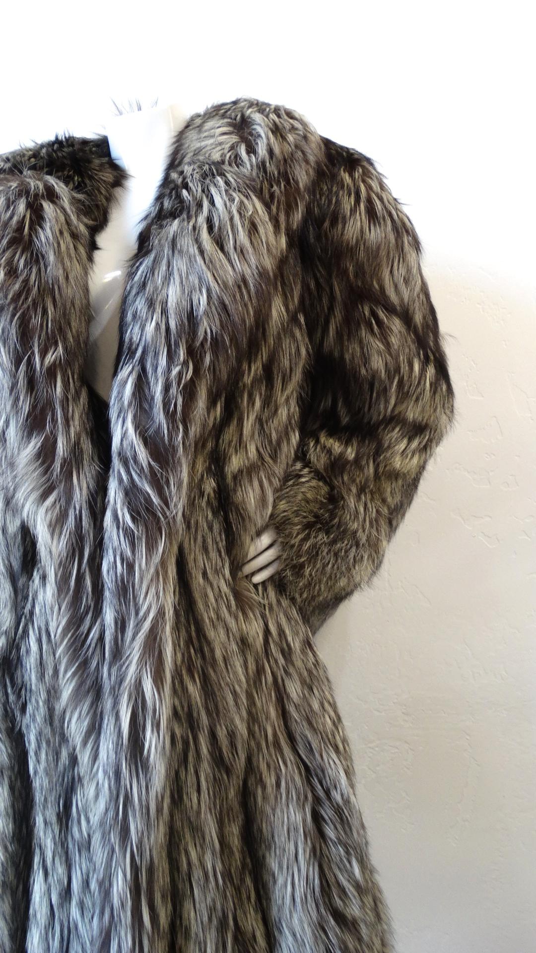 Women's Rare 1980s James Galanos Silver Fox Fur Coat 