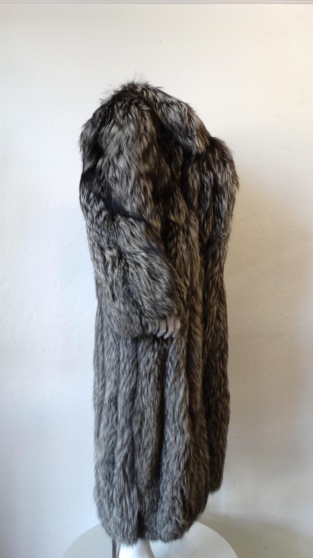 Rare 1980s James Galanos Silver Fox Fur Coat  6