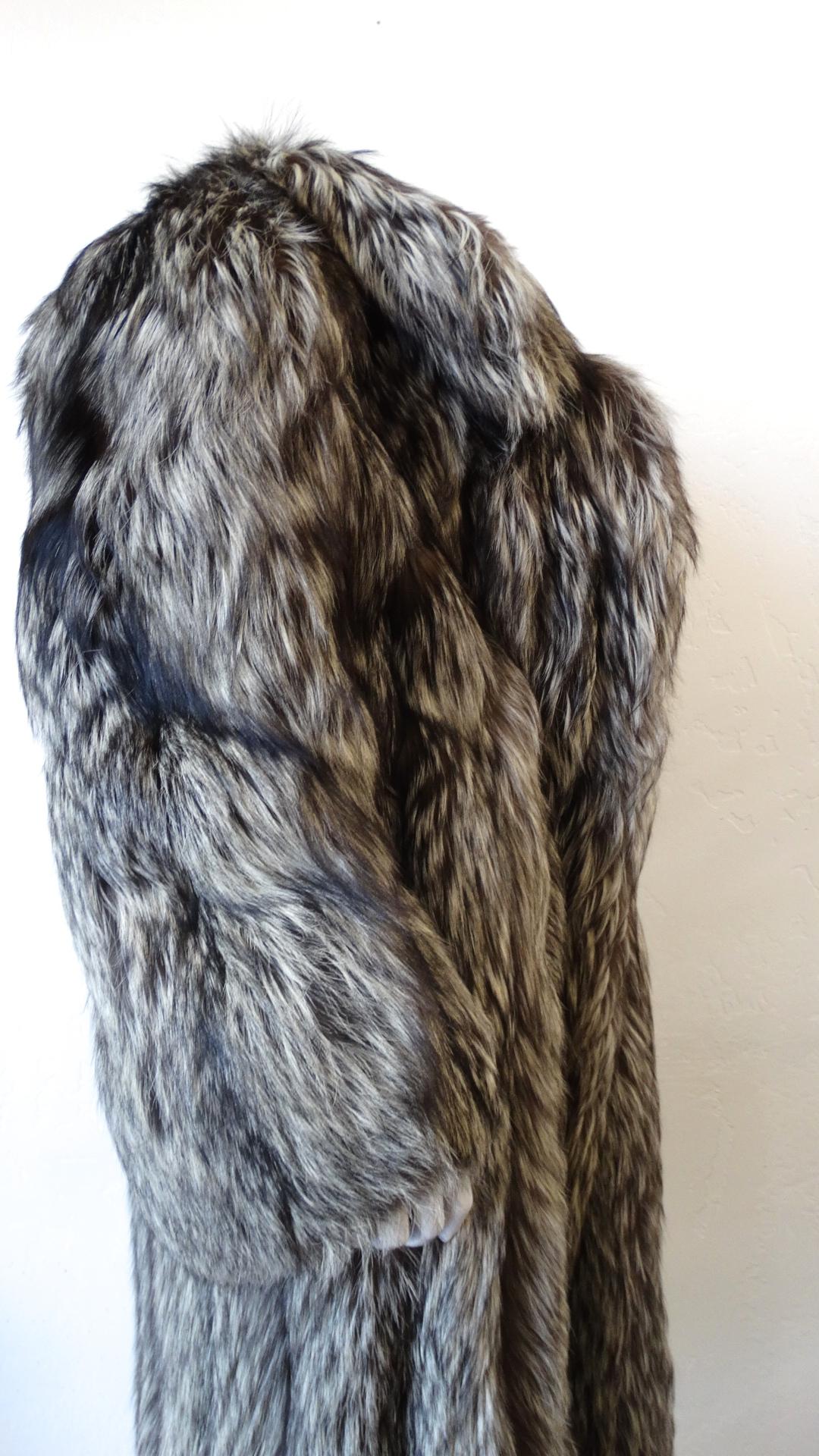 Rare 1980s James Galanos Silver Fox Fur Coat  1