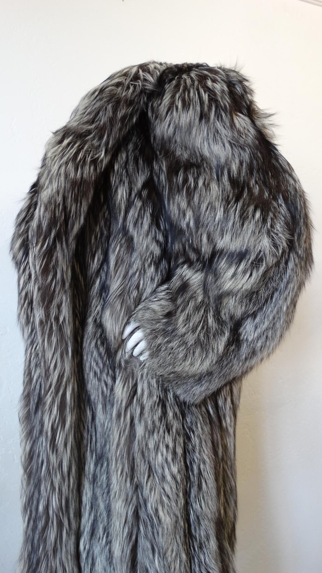 Rare 1980s James Galanos Silver Fox Fur Coat  2