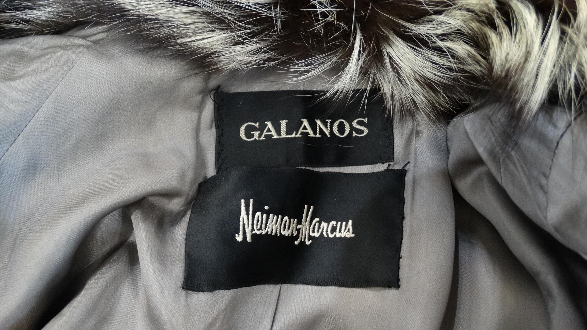 Black Rare 1980s James Galanos Silver Fox Fur Coat 