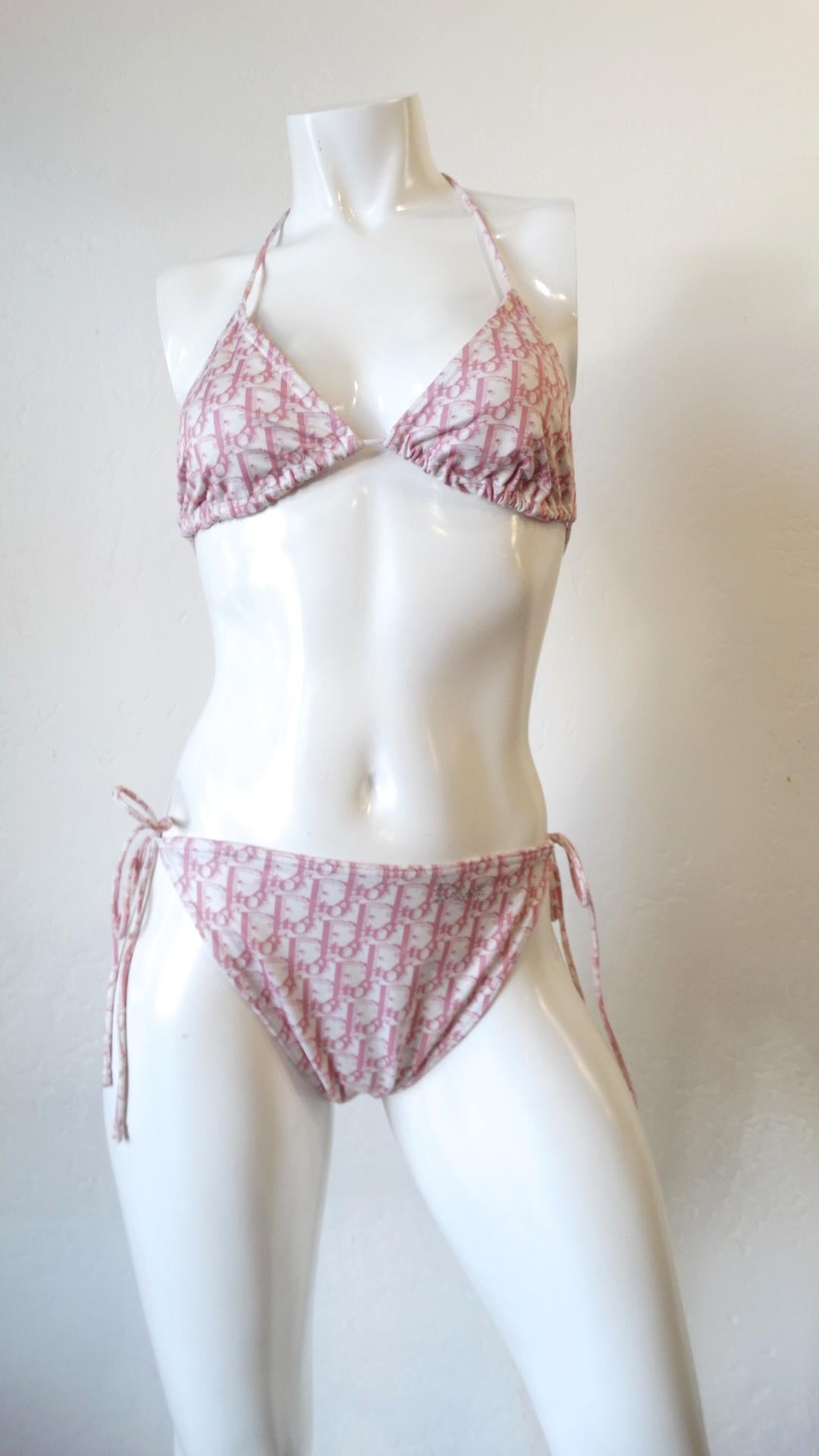 Christian Dior Pink Monogram String Bikini, 1990s  6