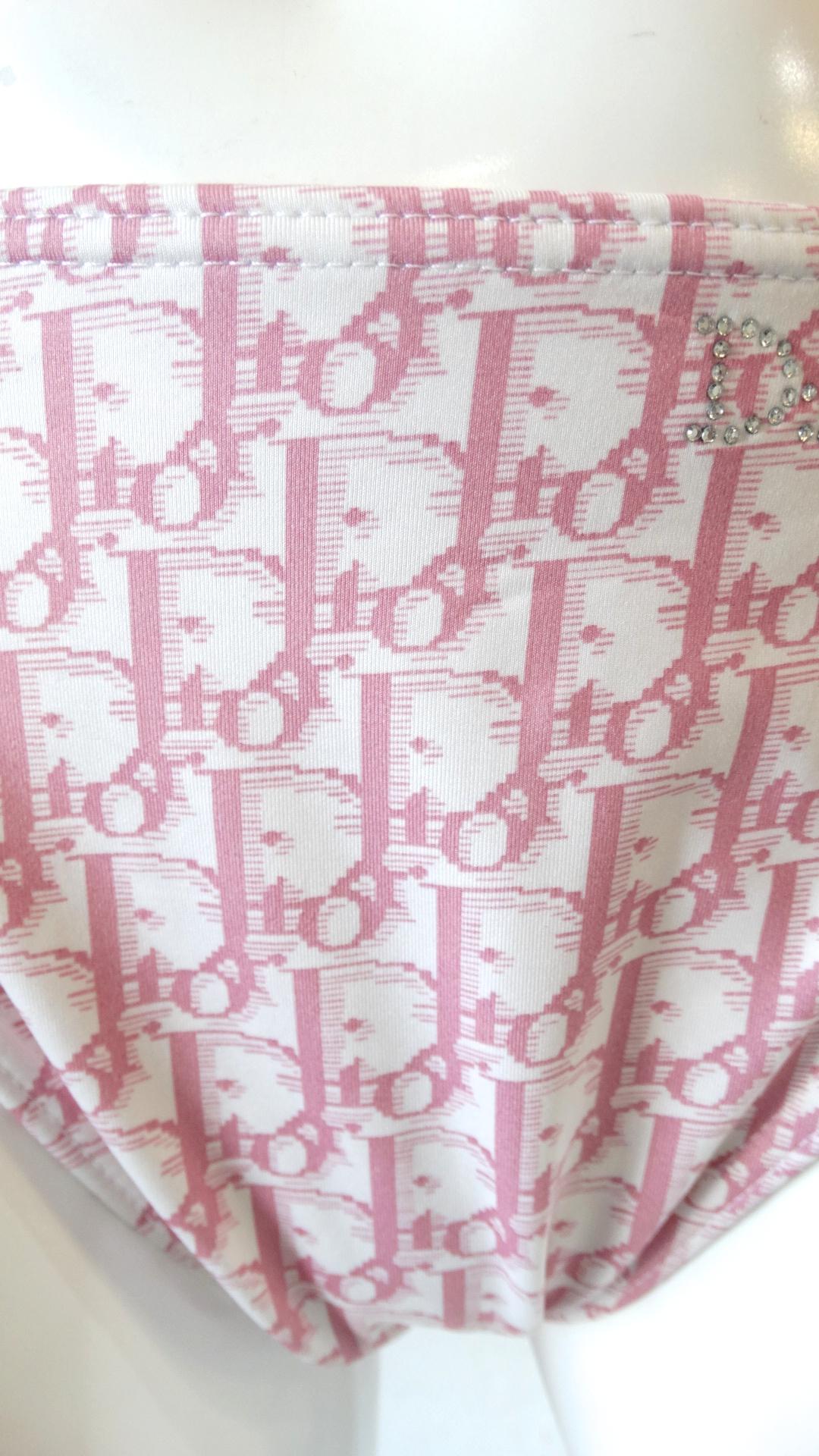 Christian Dior Pink Monogram String Bikini, 1990s 2