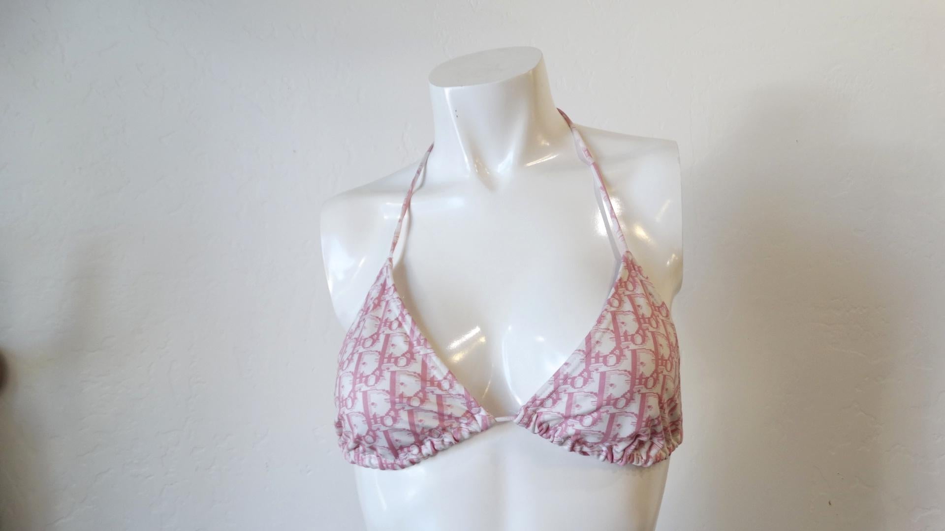 Christian Dior Pink Monogram String Bikini, 1990s  In Excellent Condition In Scottsdale, AZ