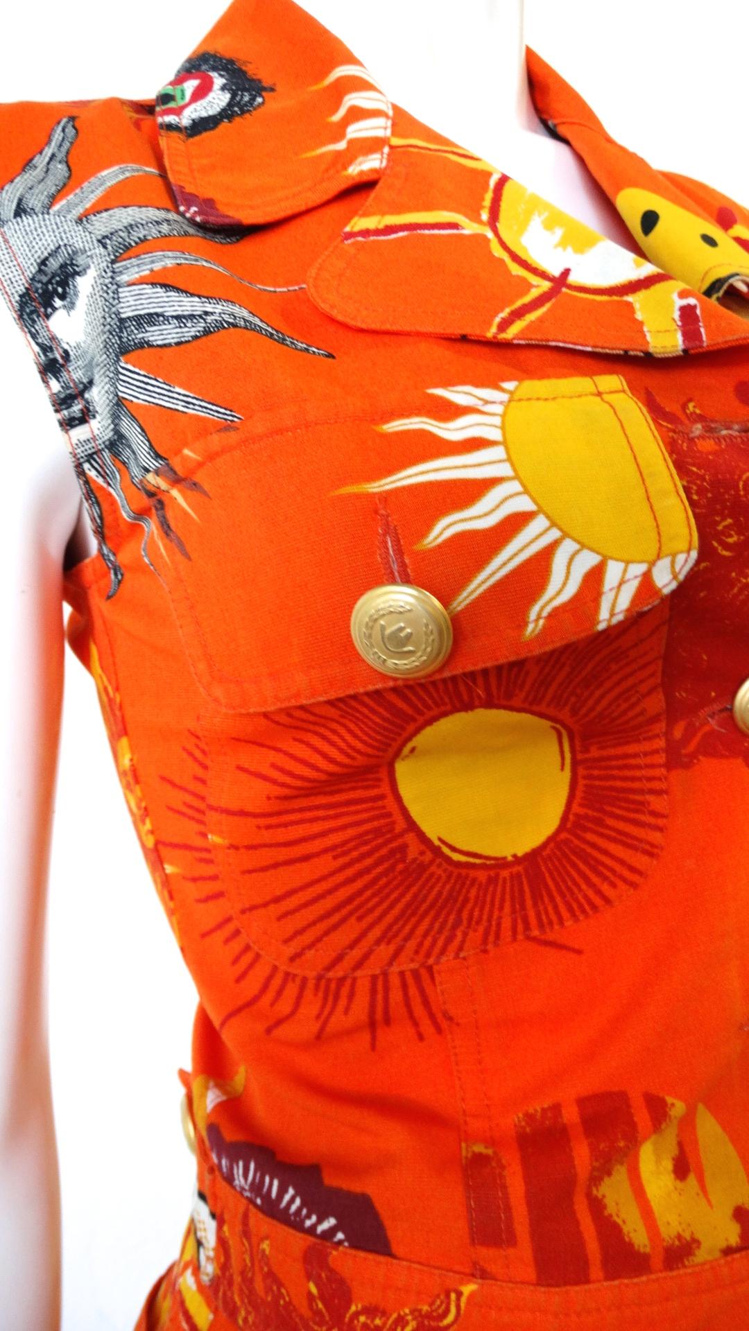 1990s Moschino Sun Print Vest and Skirt Ensemble  3