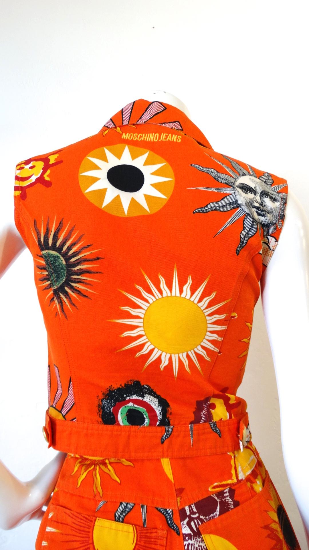 1990s Moschino Sun Print Vest and Skirt Ensemble  4