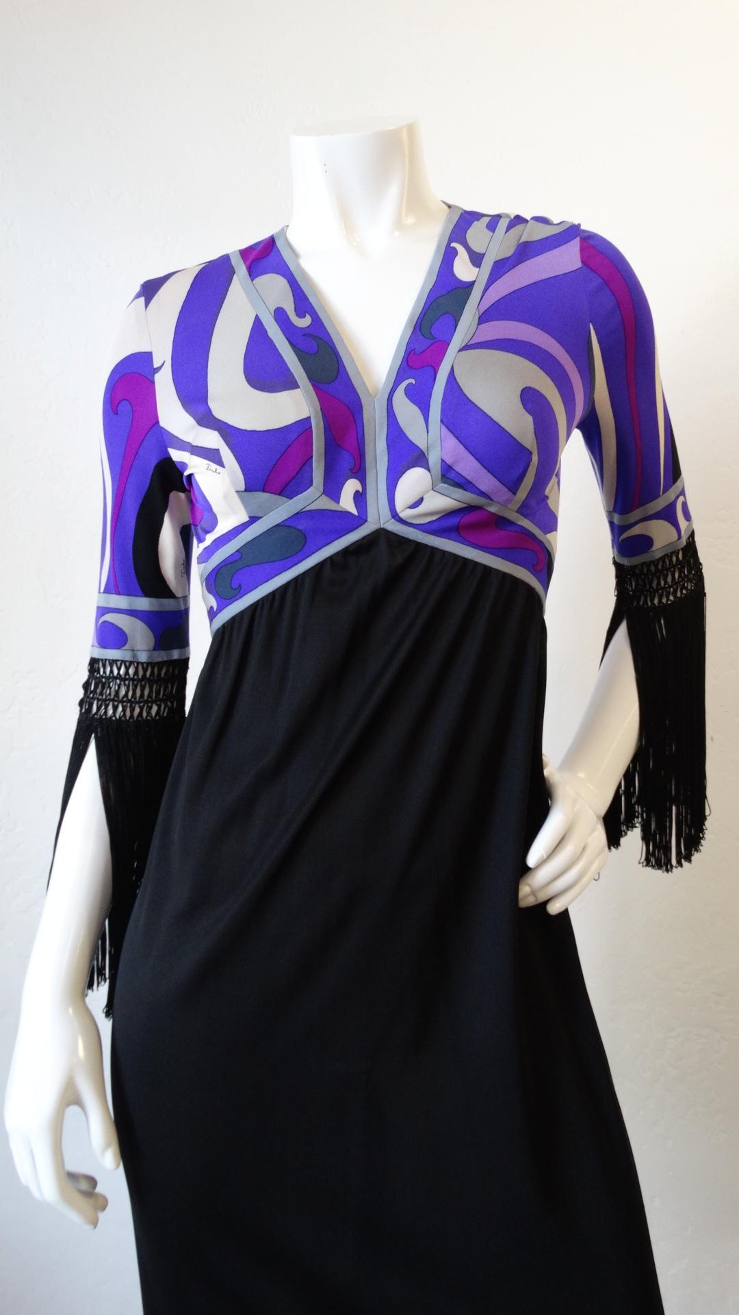 1960s Emilio Pucci Purple Printed Fringe Dress 1