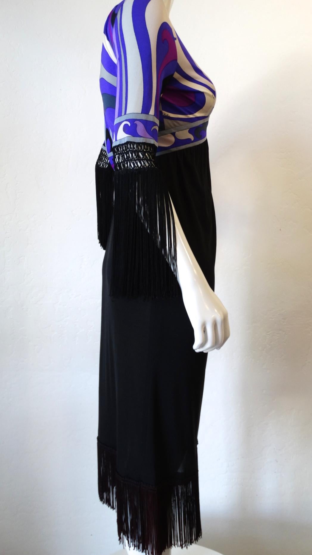 1960s Emilio Pucci Purple Printed Fringe Dress 5