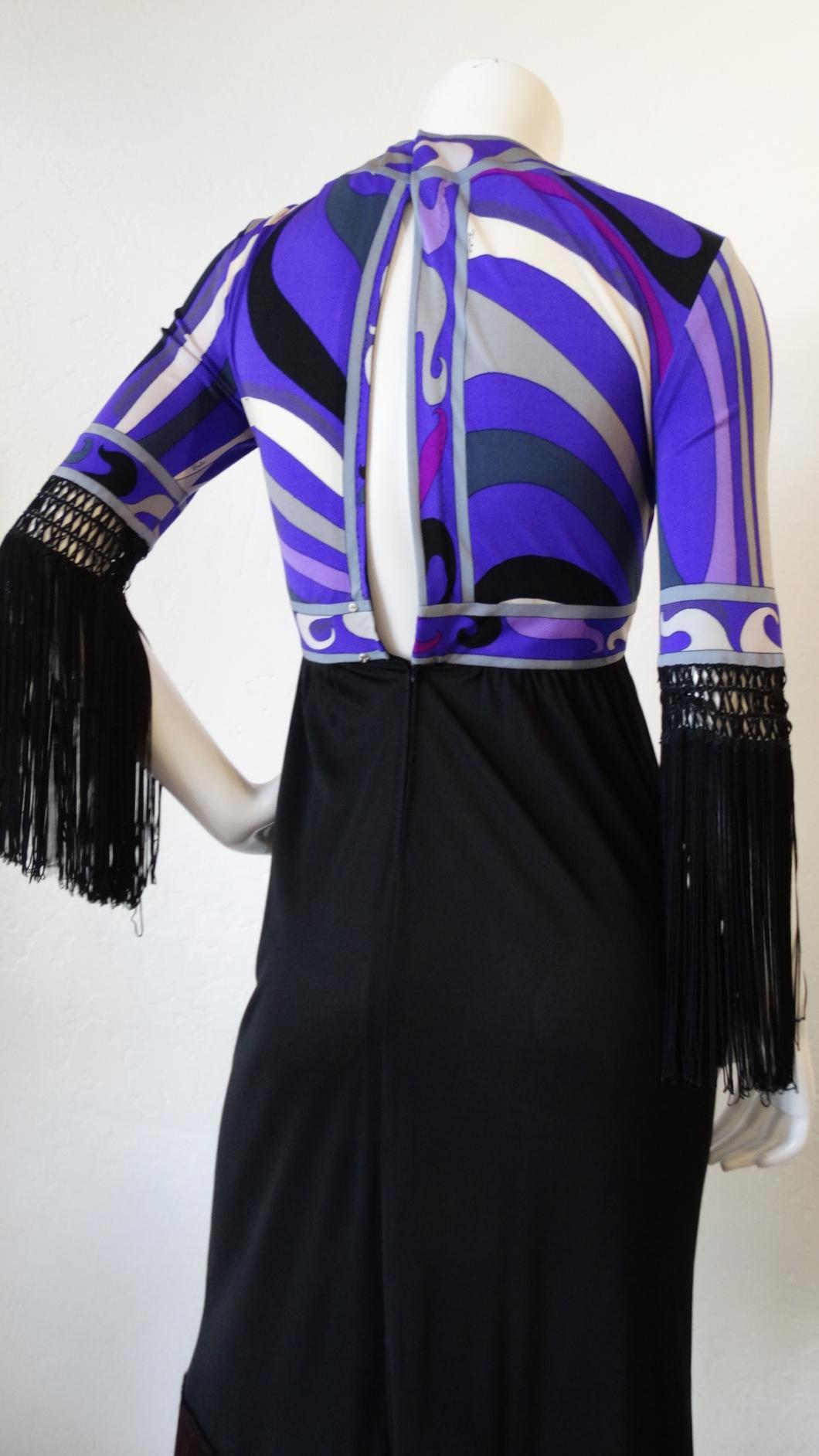 1960s Emilio Pucci Purple Printed Fringe Dress 4